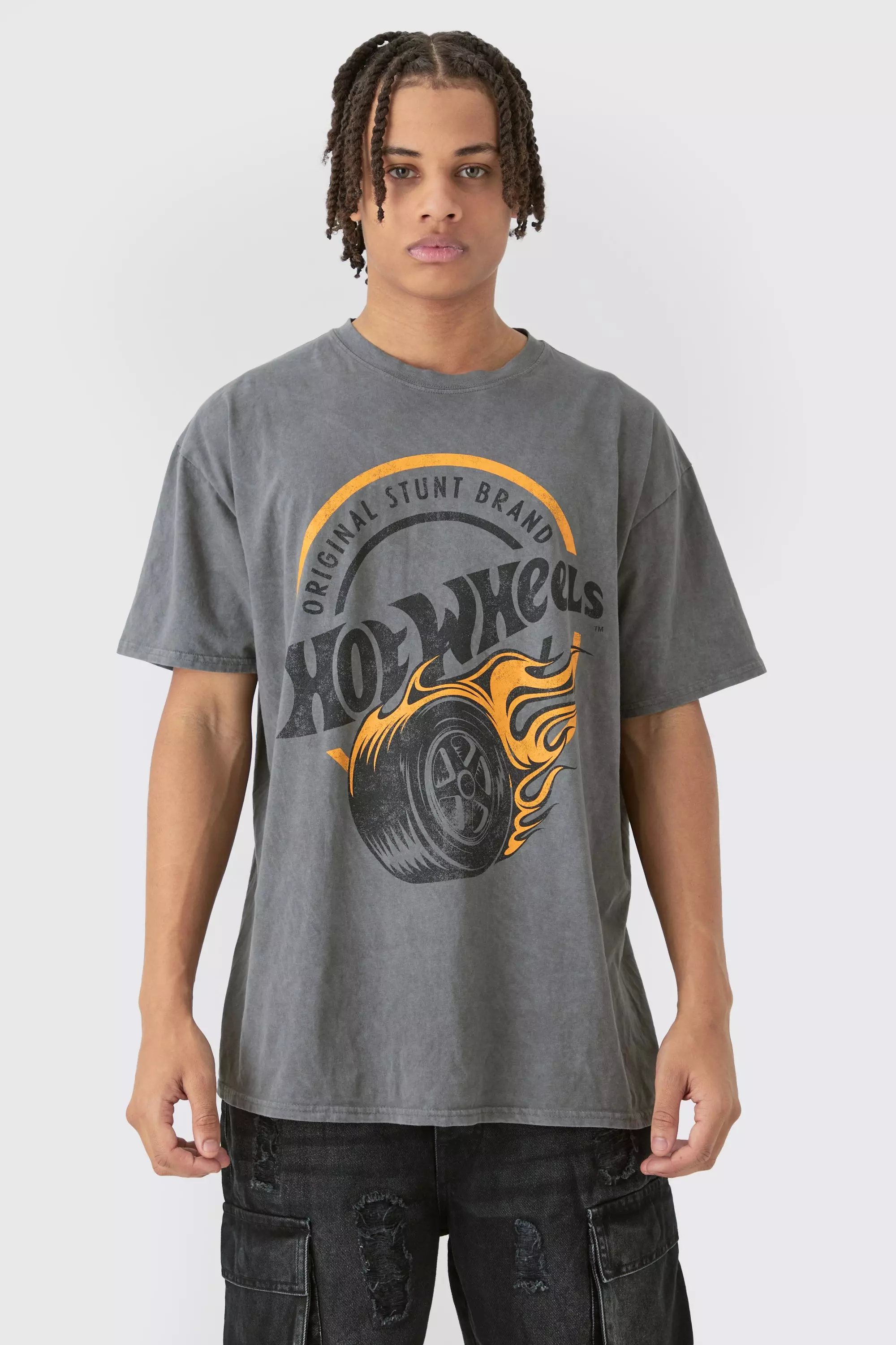 Oversized Hotwheels Wash License T-shirt Charcoal