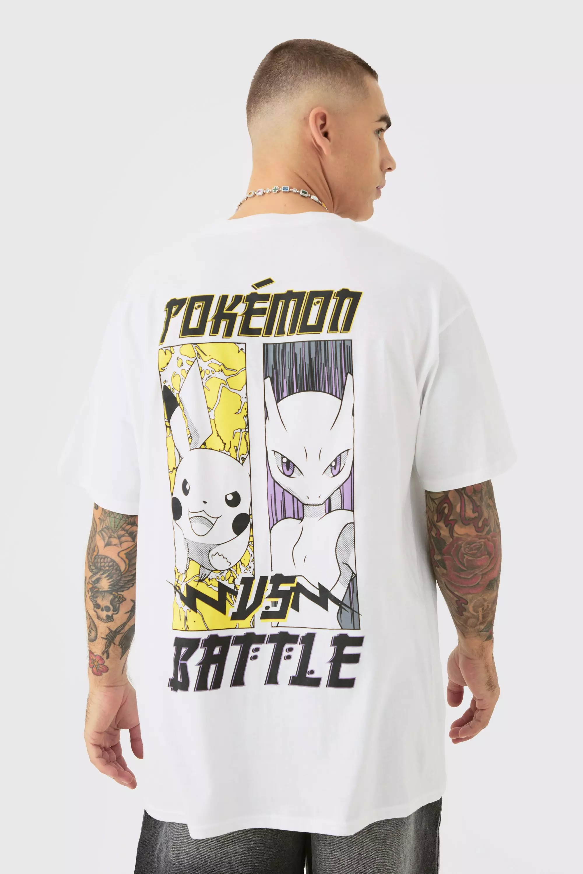Oversized Pokemon Battle License T-shirt White