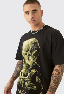 Oversized Van Gogh Skull License T-shirt Black