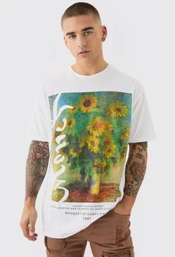 Oversized Van Gogh Sunflower License T-shirt White
