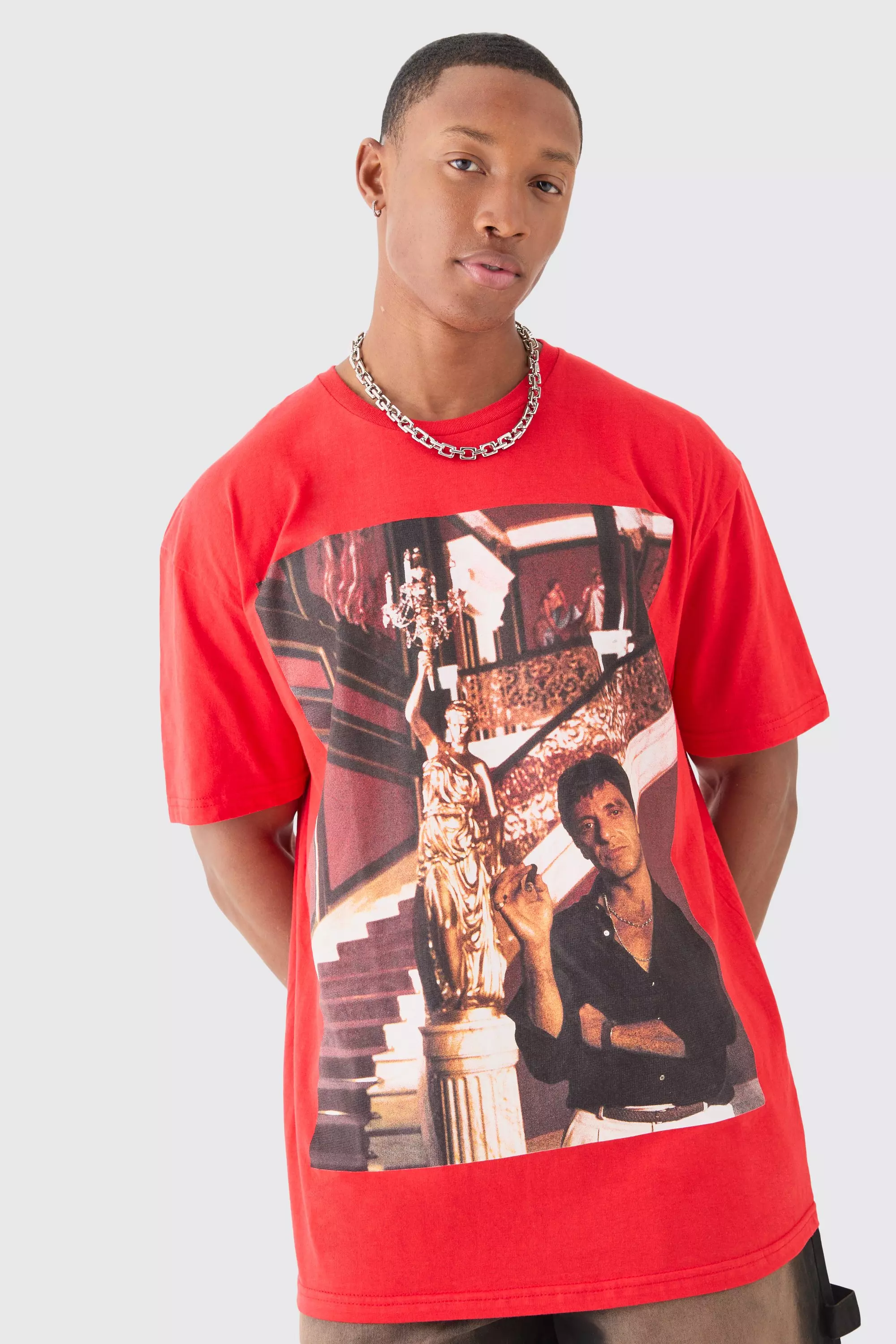 Oversized Scarface Wash License T-shirt Red