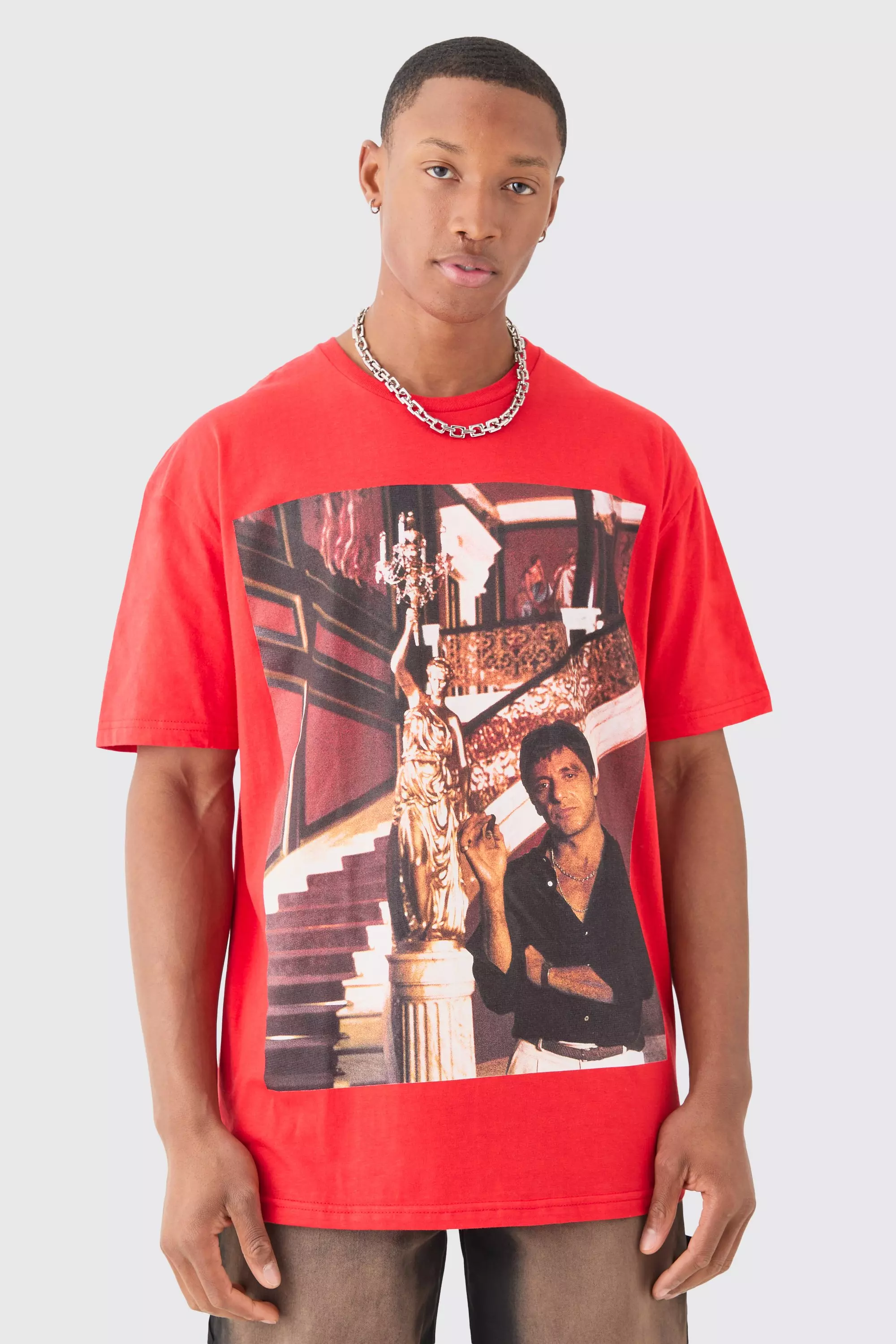 T-Shirt Oversize Ufficiale In Lavaggio Scarface, Red immagine alternativa
