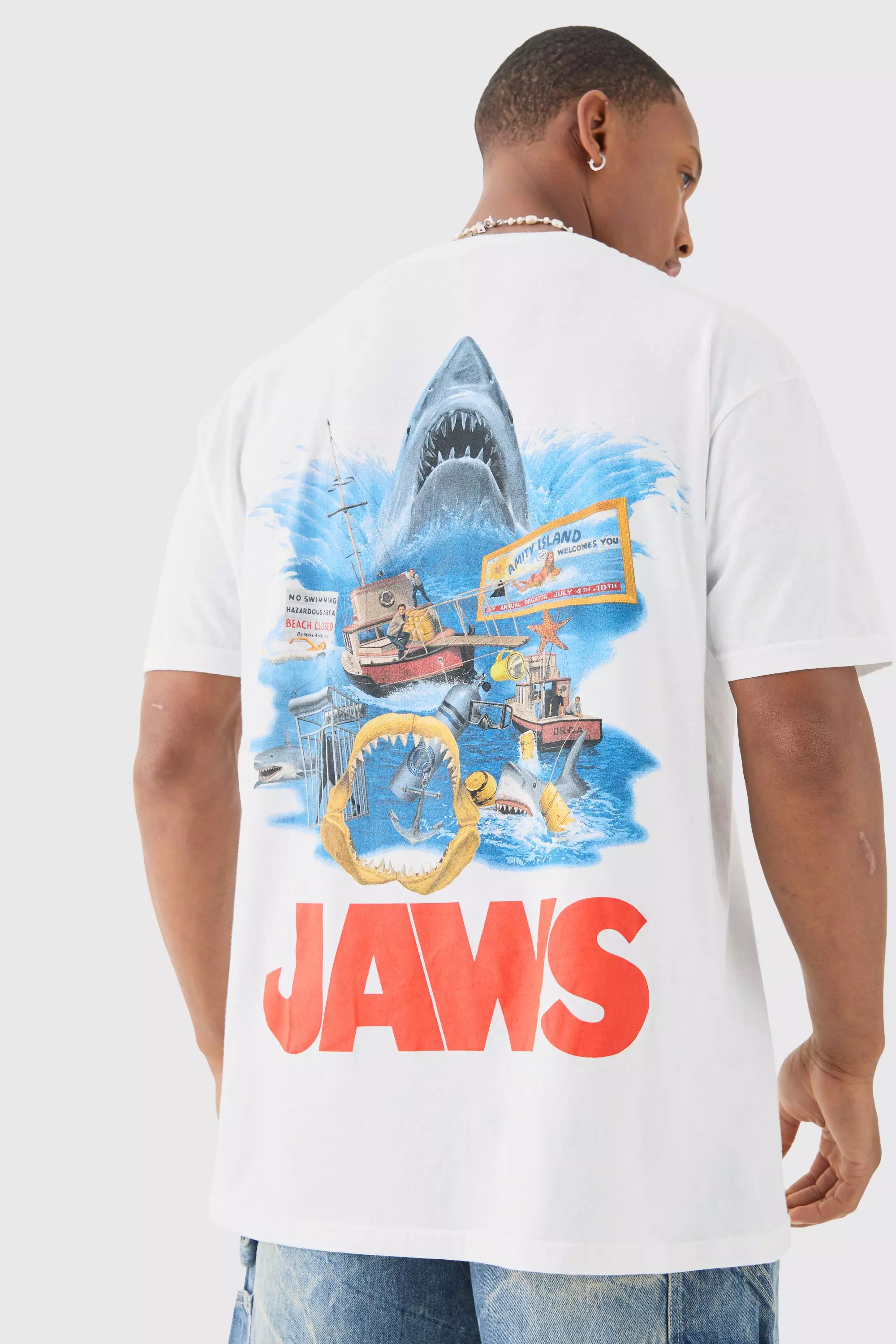 Oversized Jaws License T-shirt White