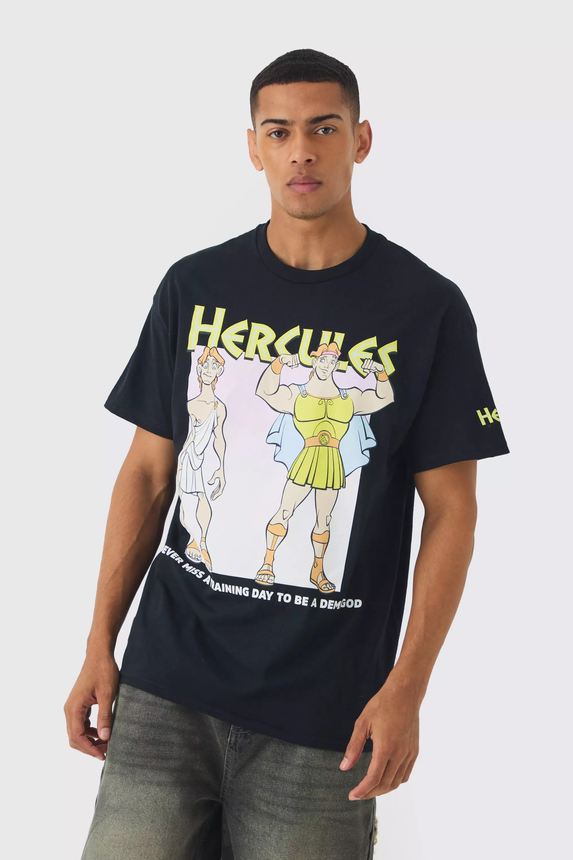 Oversized Disney Hercules License T-shirt Black