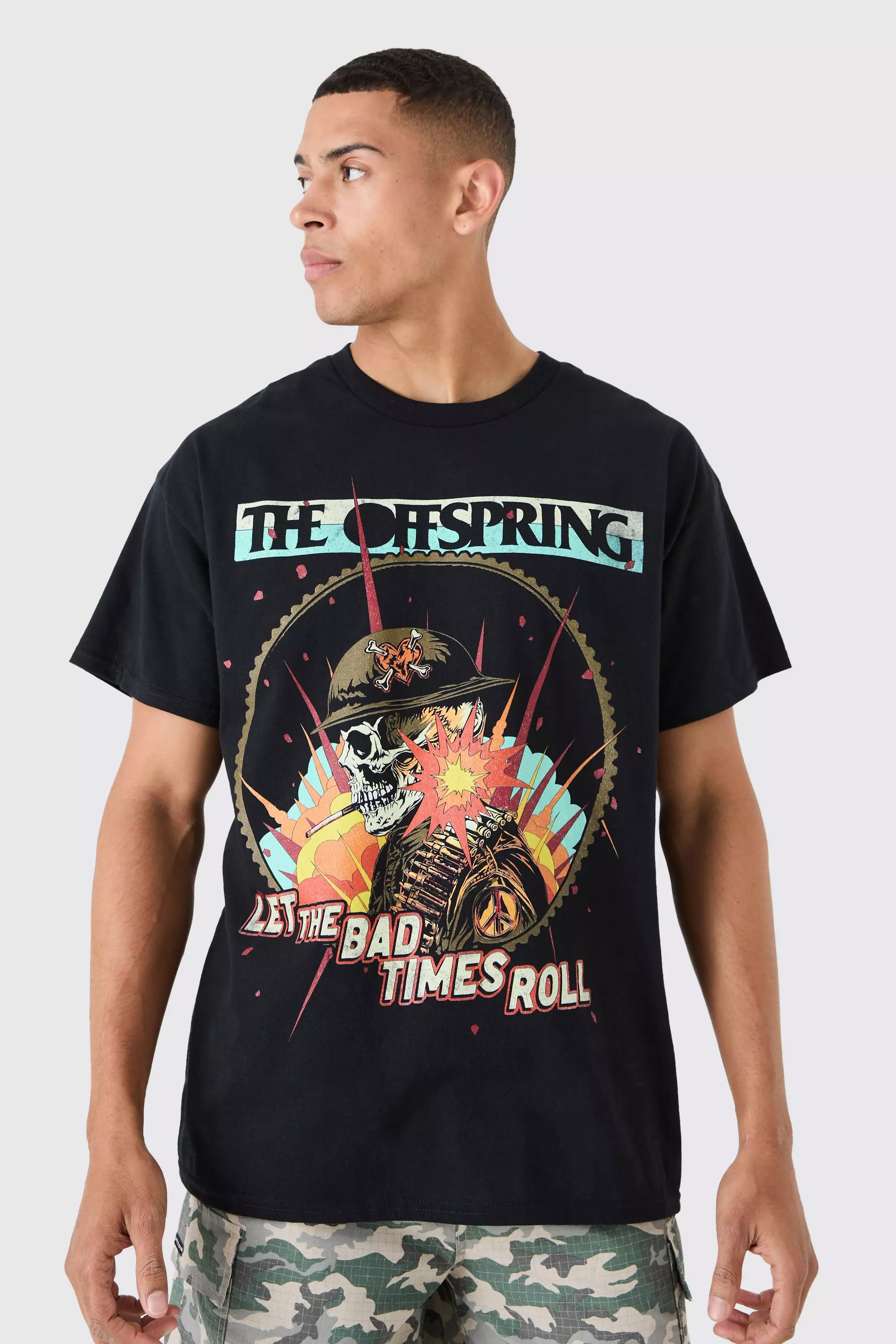 Oversized The Offspring Band License T-shirt Black