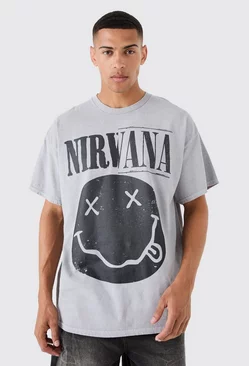 Grey Oversized Nirvana Wash License T-shirt