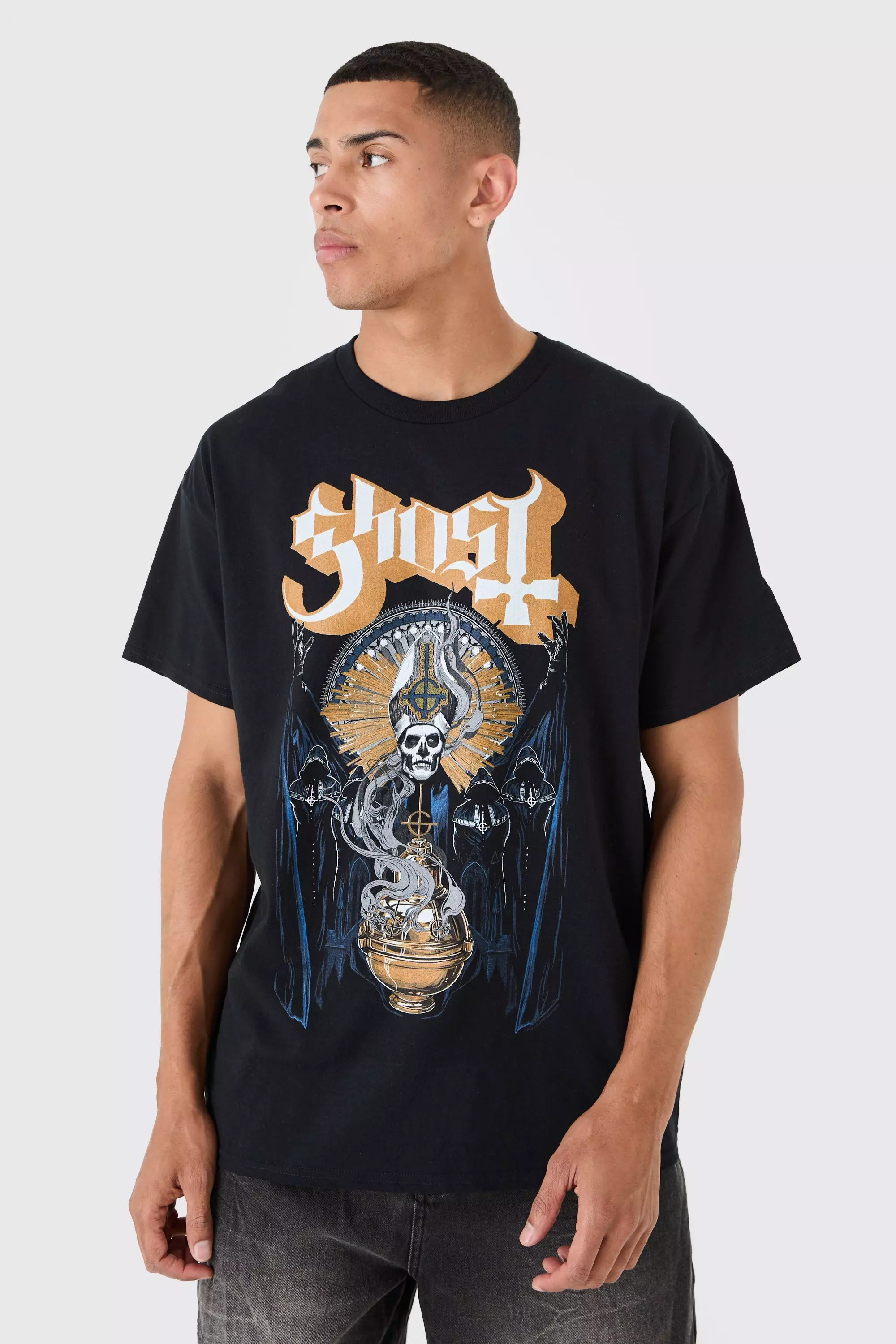 Oversized Ghost Band License T-shirt Black