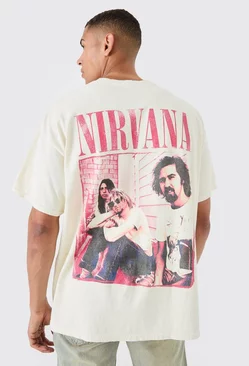 Oversized Nirvana Wash License T-shirt Ecru