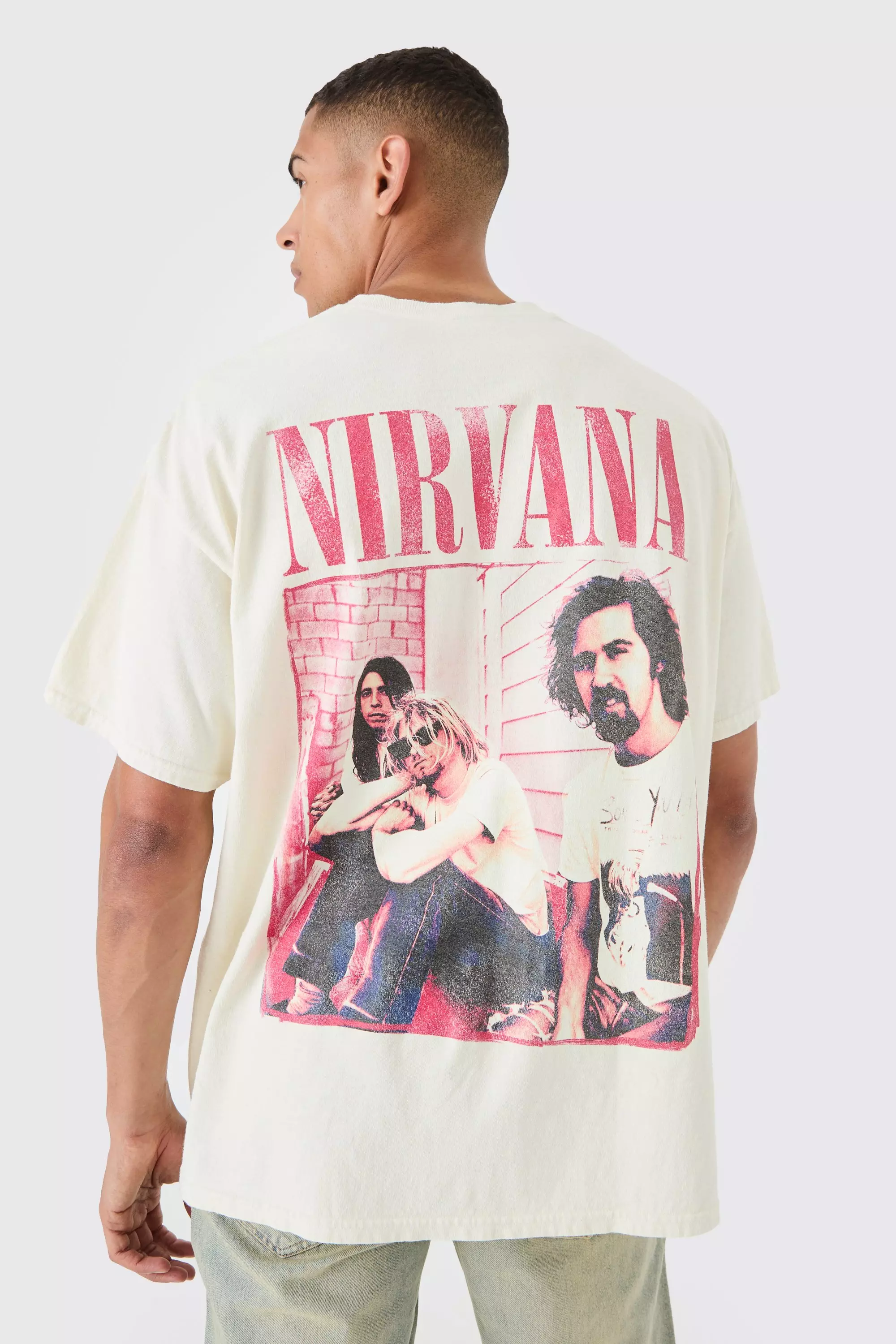 Oversized Nirvana Wash License T-shirt Ecru