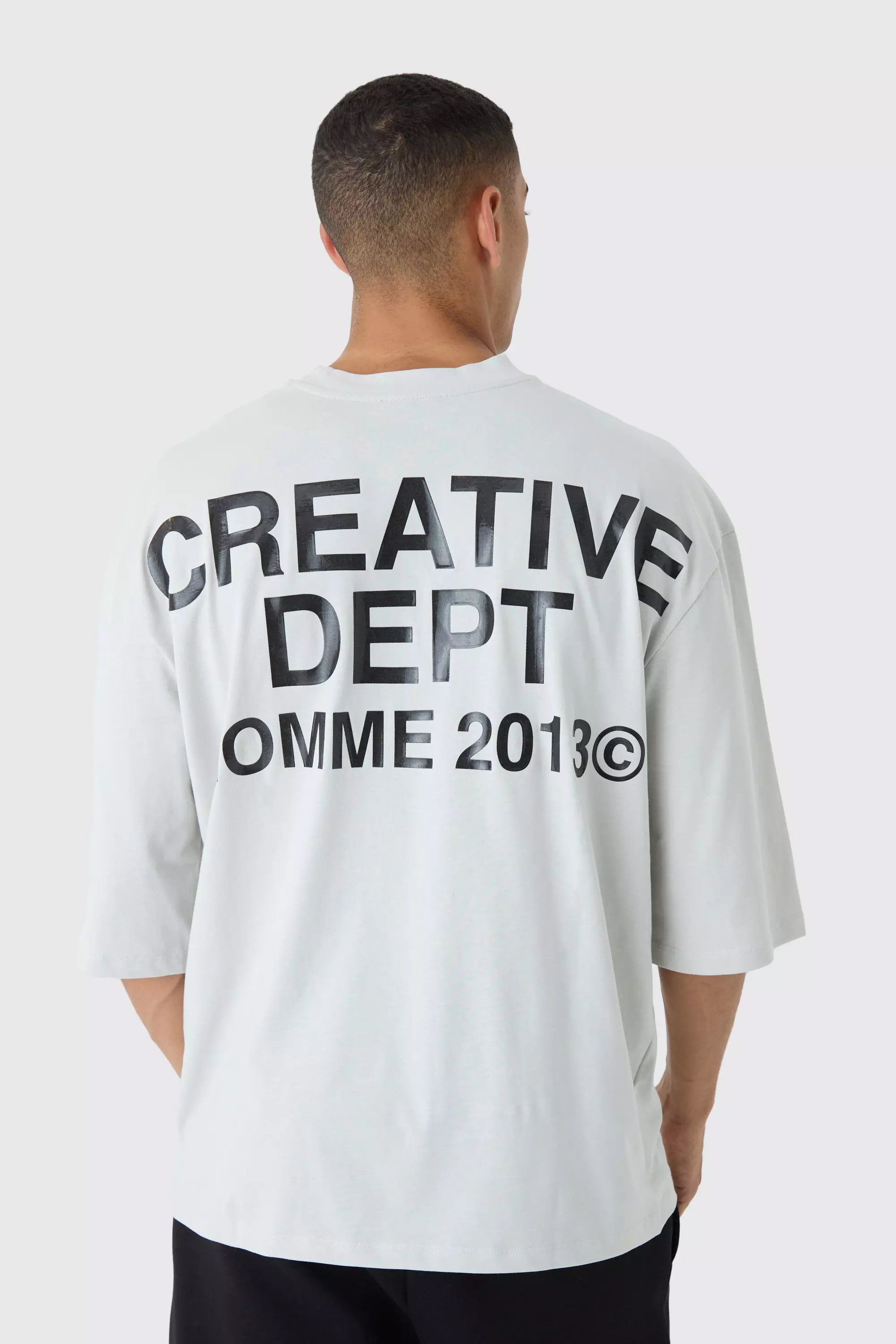 Grey Oversized Extended Neck Creative Dept T-shirt