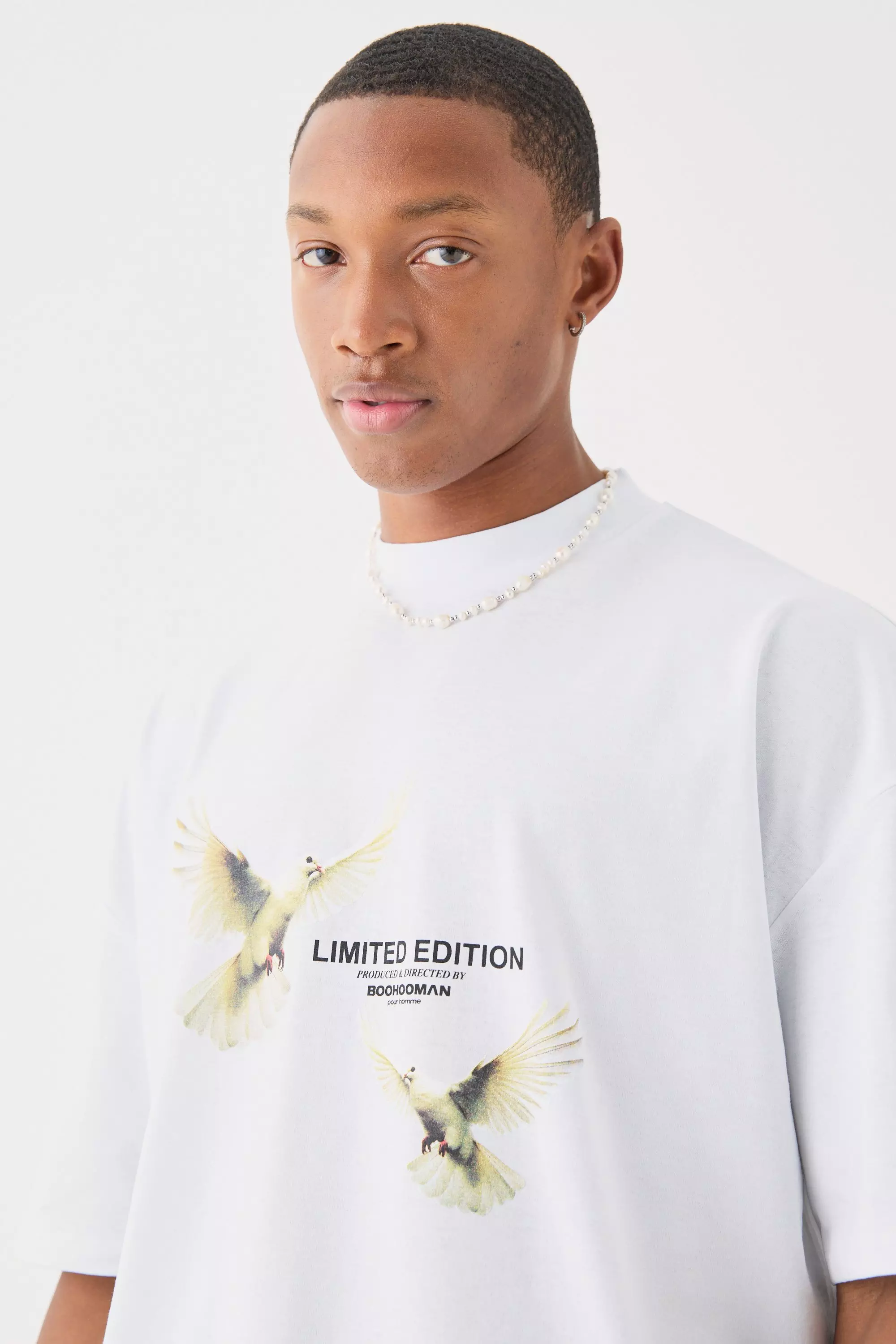 Oversized Boxy Extended Neck Limited Edition Dove T-shirt White