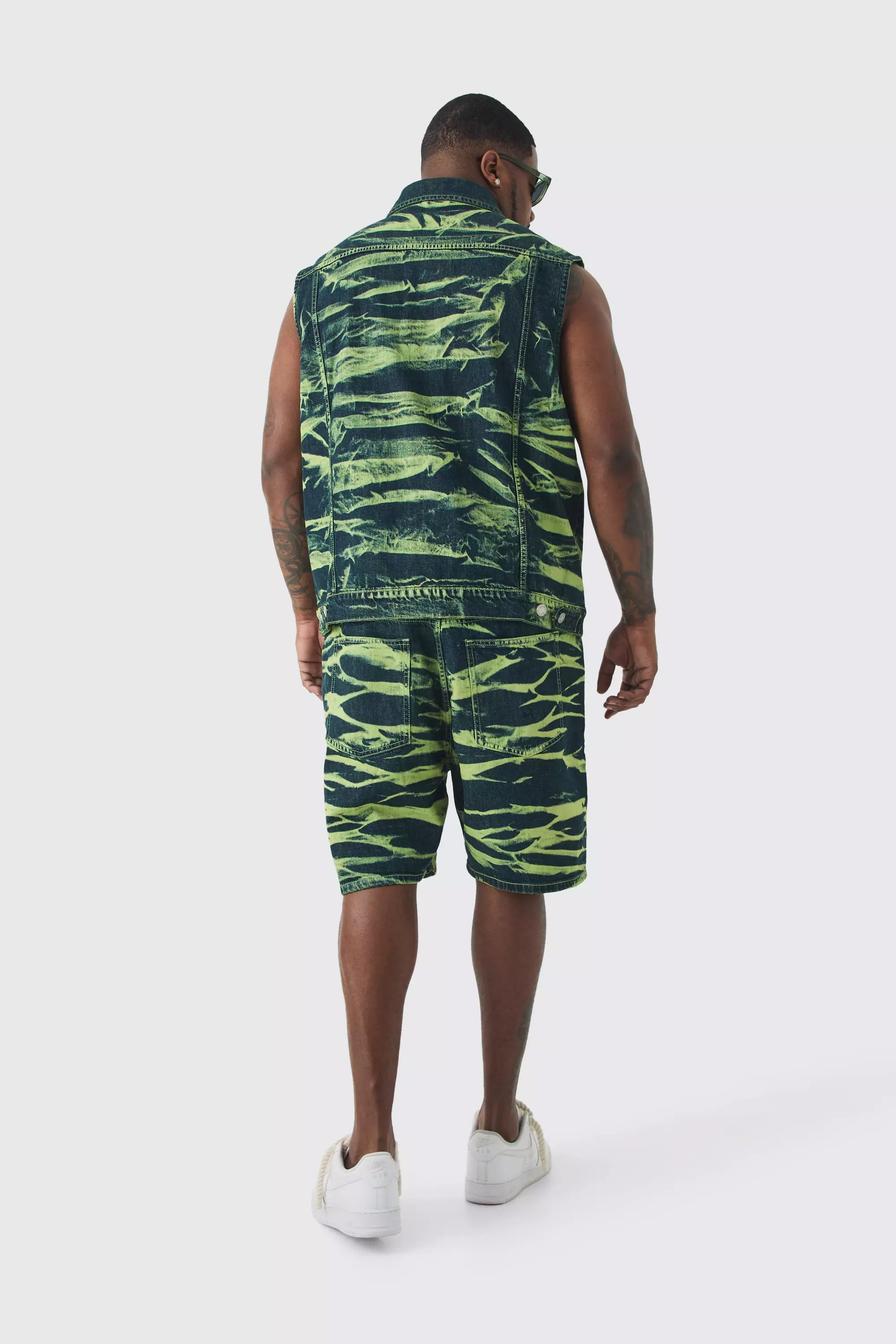 Giacca Smanicata Taglie Forti In Denim Candeggiato, Green immagine alternativa