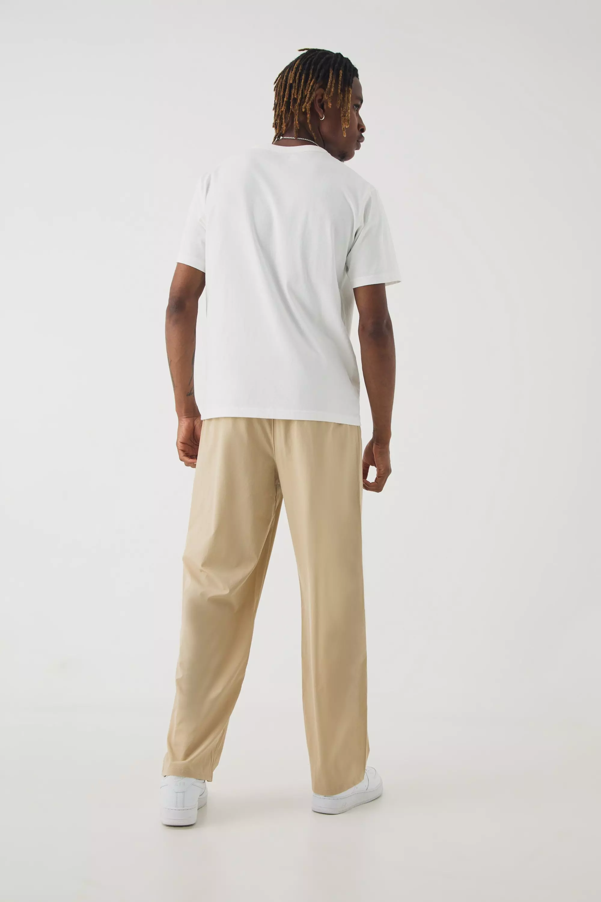 Tall Elasticated Waist Lightweight Technical Stretch Relaxed Cropped Trouser boohooMAN