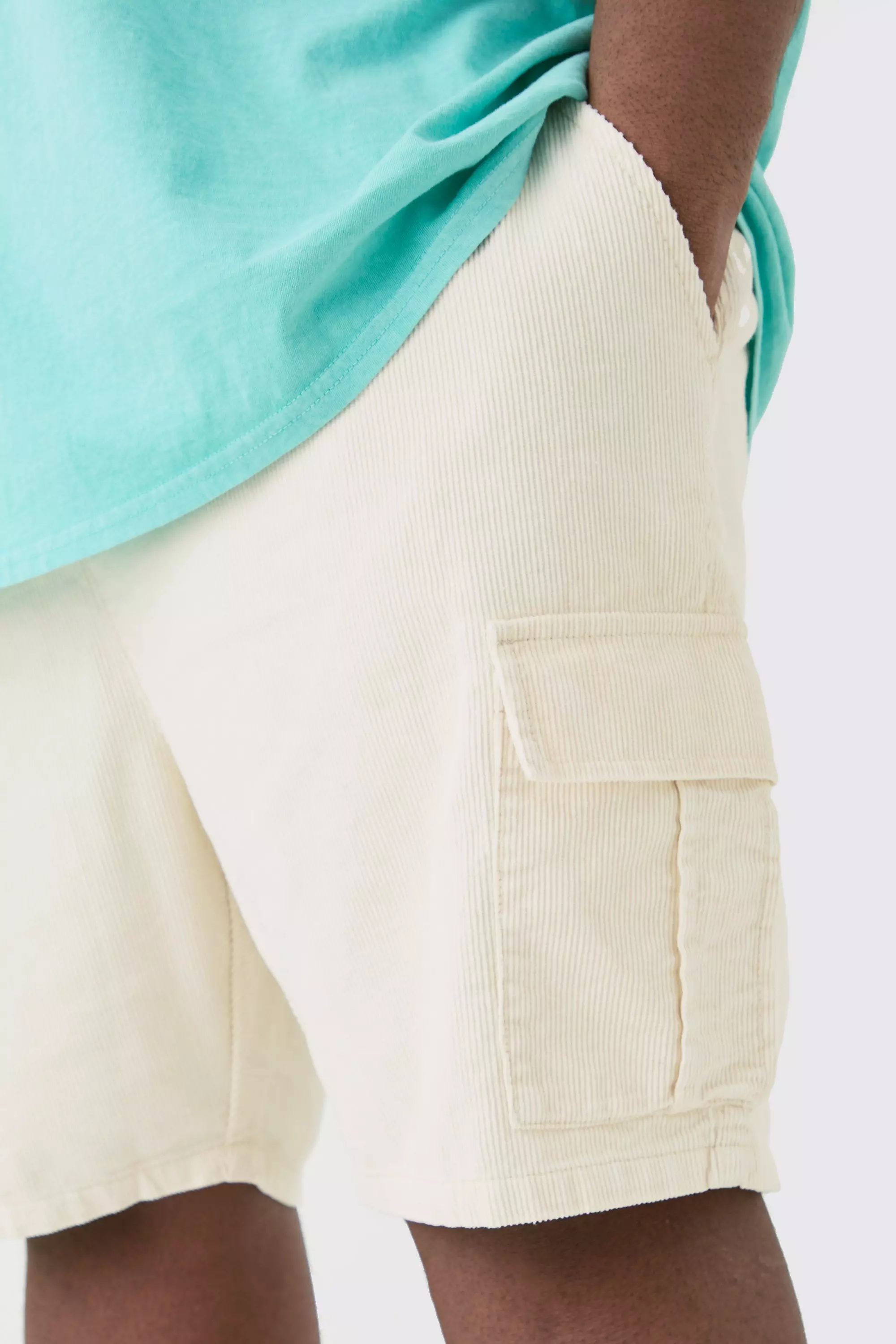 Grande taille - Short cargo en velours côtelé, Stone autre image