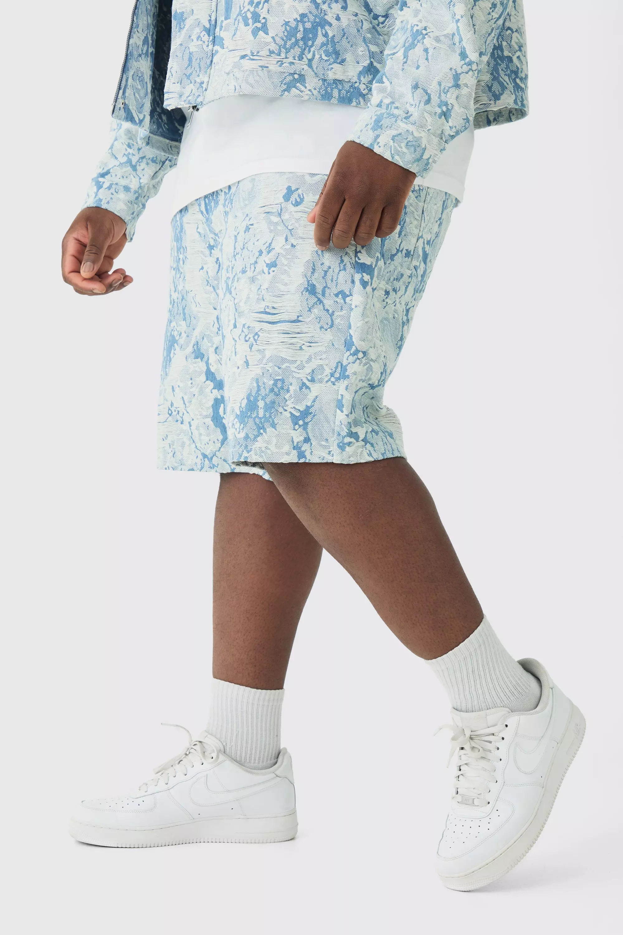 Plus lockere Jeansshorts mit Stoff-Detail, Light blue alternatives Bild