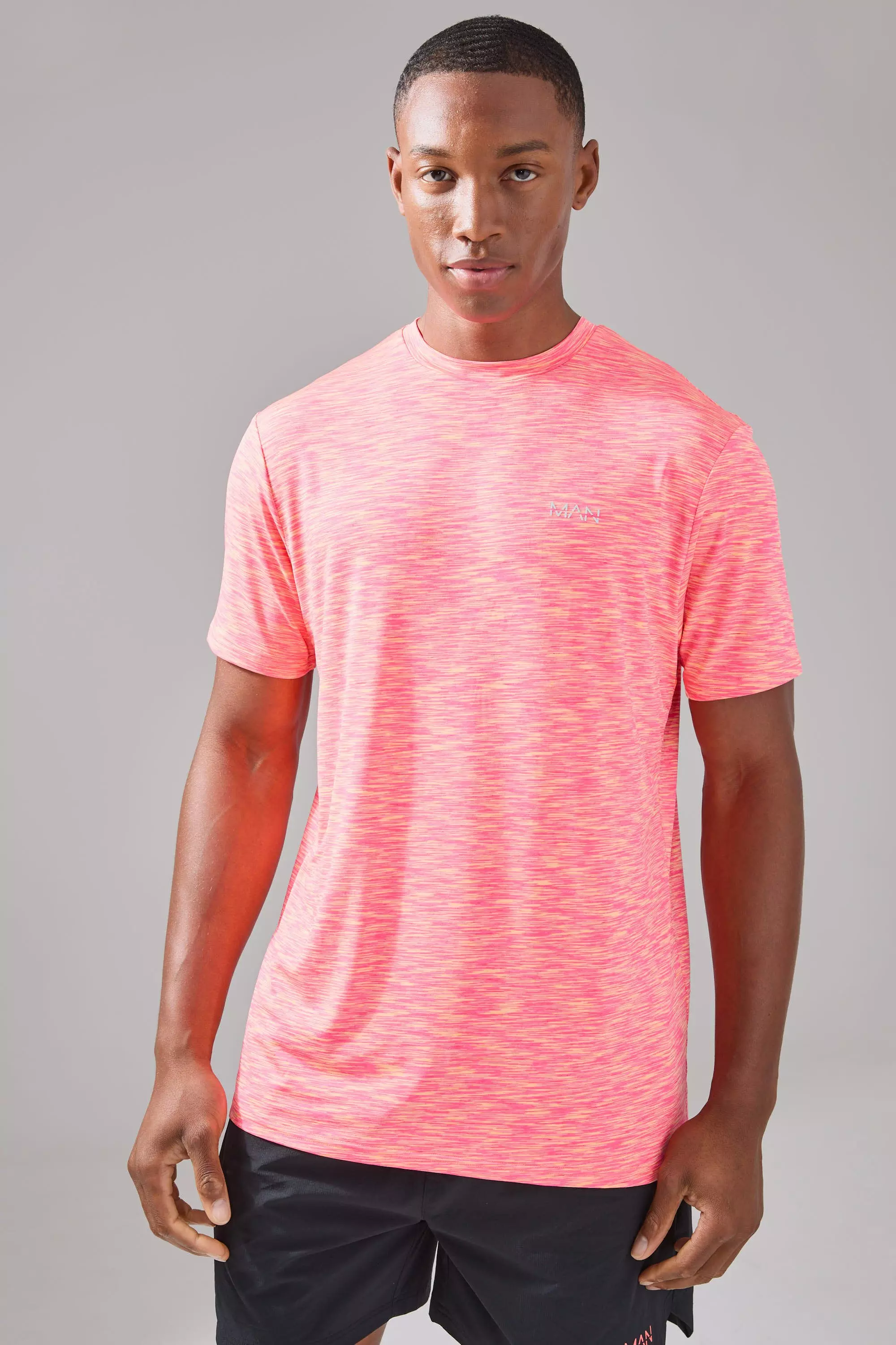Pink Man Active Space Dye Marl Short Sleeve T-shirt