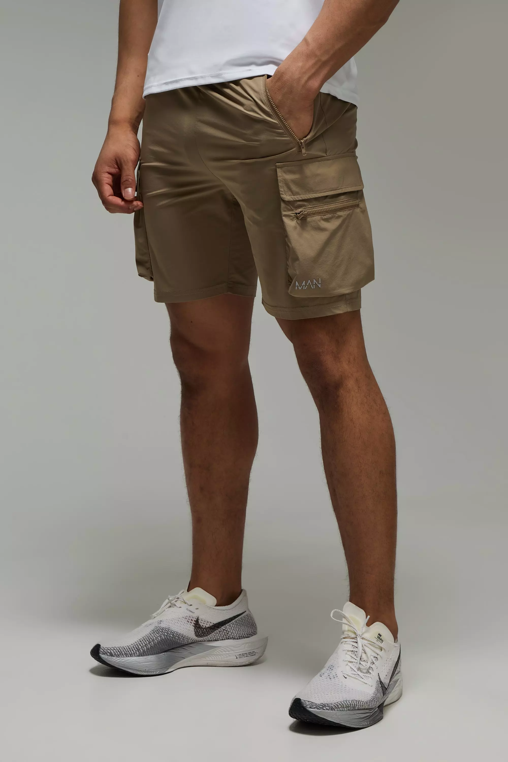 Taupe Man Active Lightweight 5inch Slim Cargo Shorts alternative image