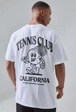 White Man Active Tennis Club California Oversized Backprint T-shirt