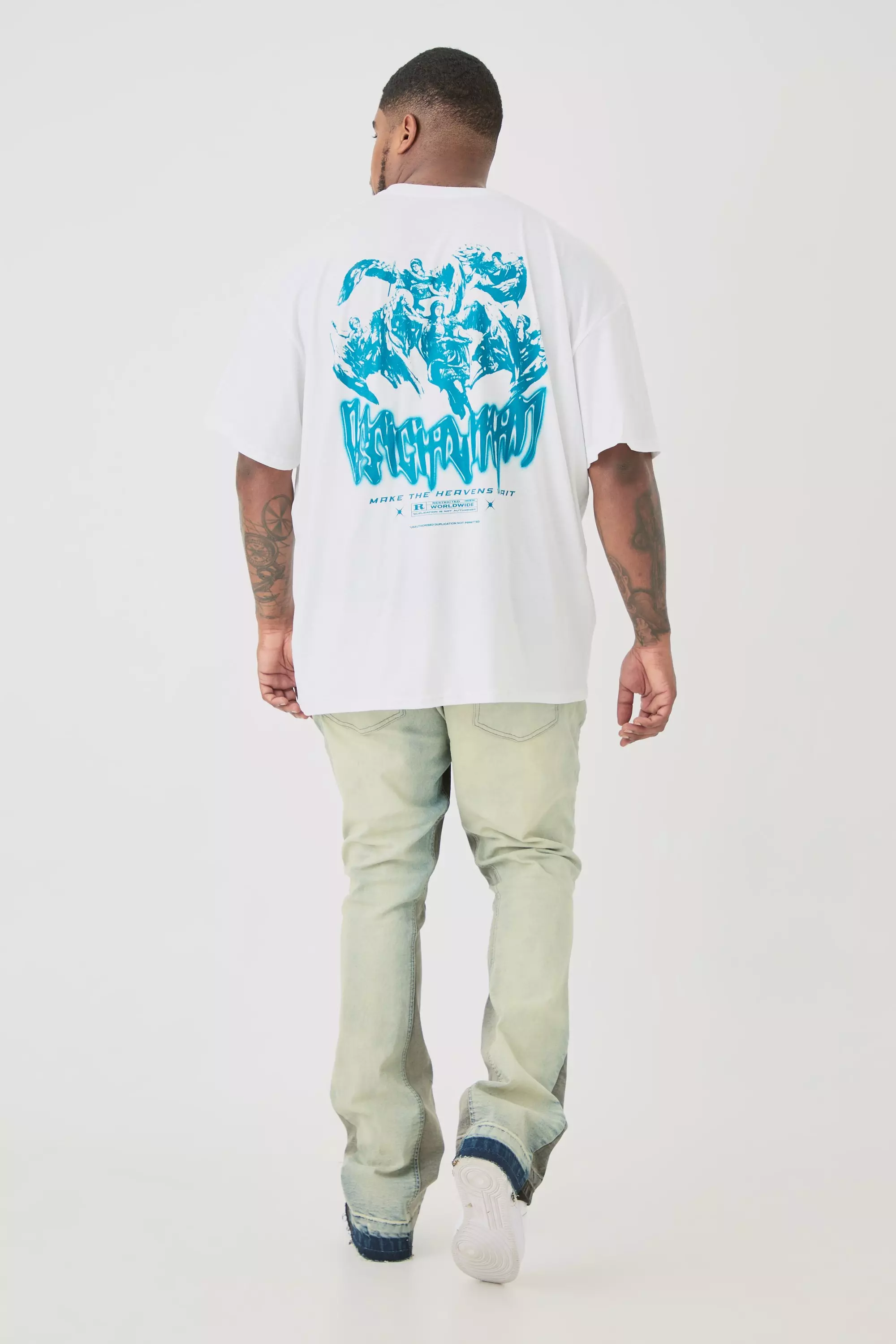 Plus Stacked Multi Cargo Pocket Flared Jeans | boohooMAN USA
