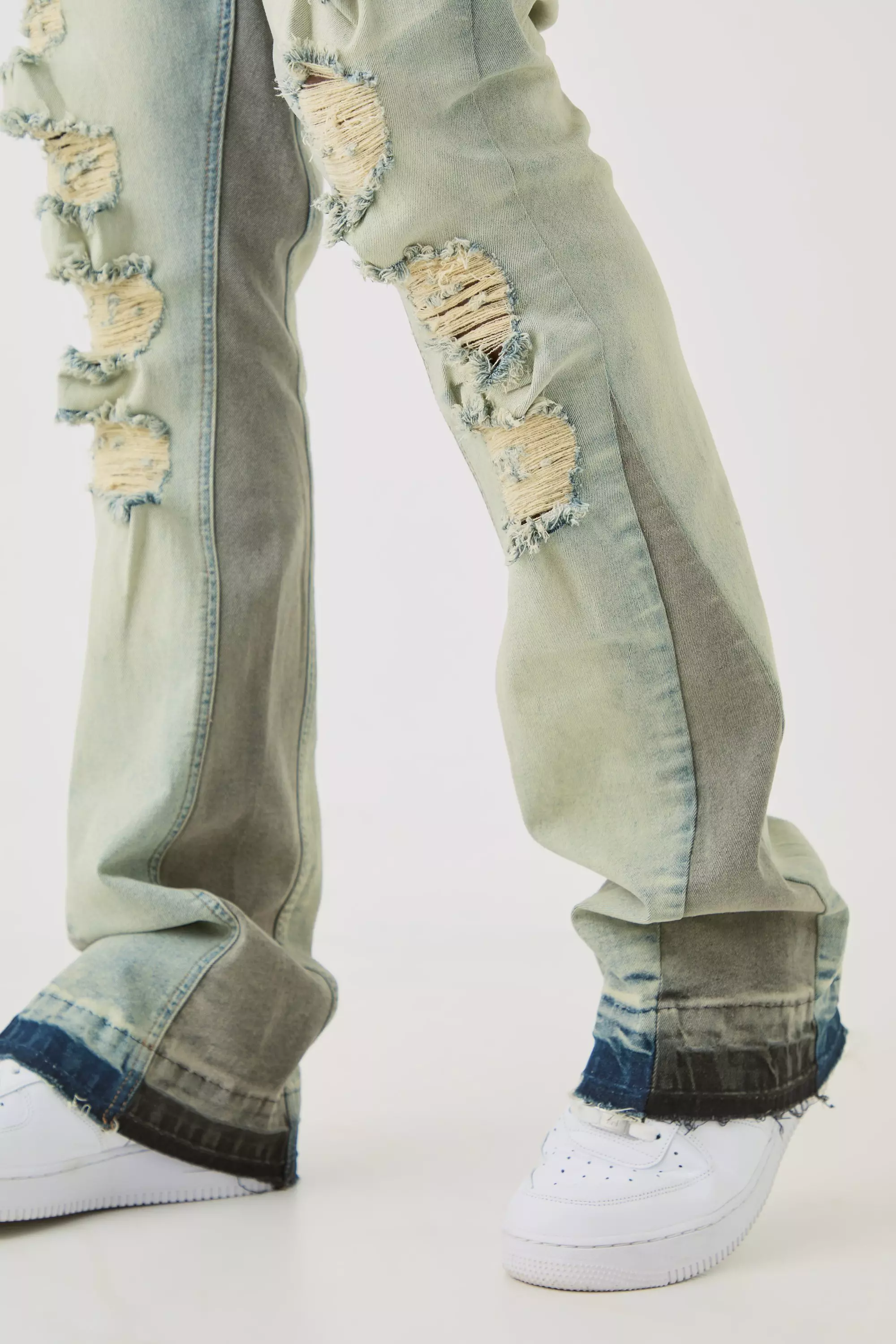 Plus Stacked Multi Cargo Pocket Flared Jeans | boohooMAN USA
