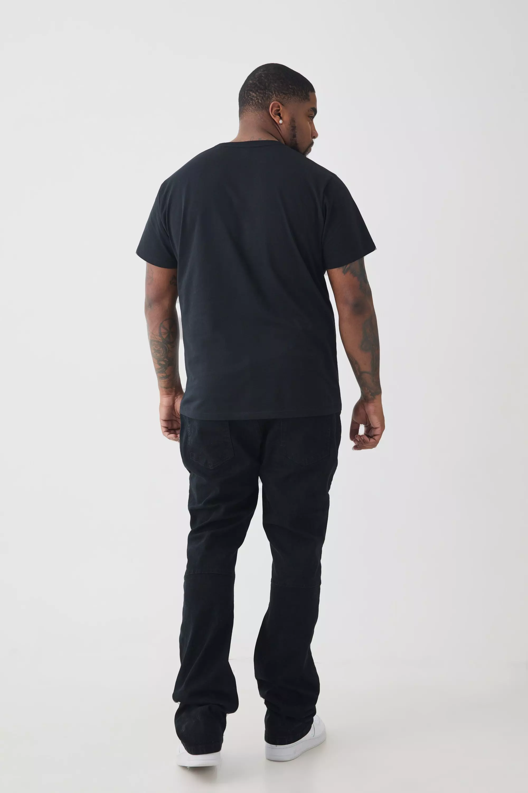 True black Plus Distressed Multi Ripped Skinny Flared Jeans alternative image