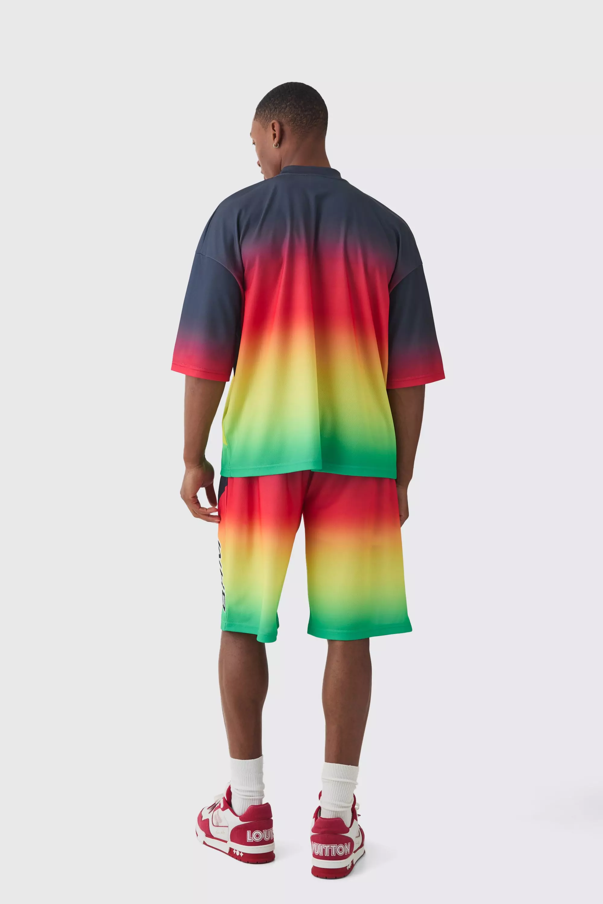 Multi Lange Ombre Mesh Basketbal Shorts alternatieve afbeelding