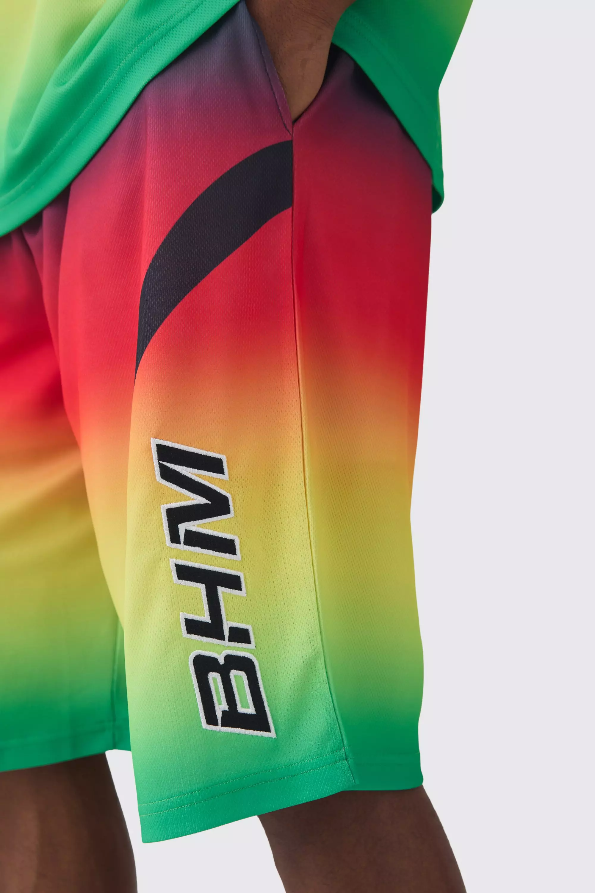 Multi Lange Ombre Mesh Basketbal Shorts alternatieve afbeelding