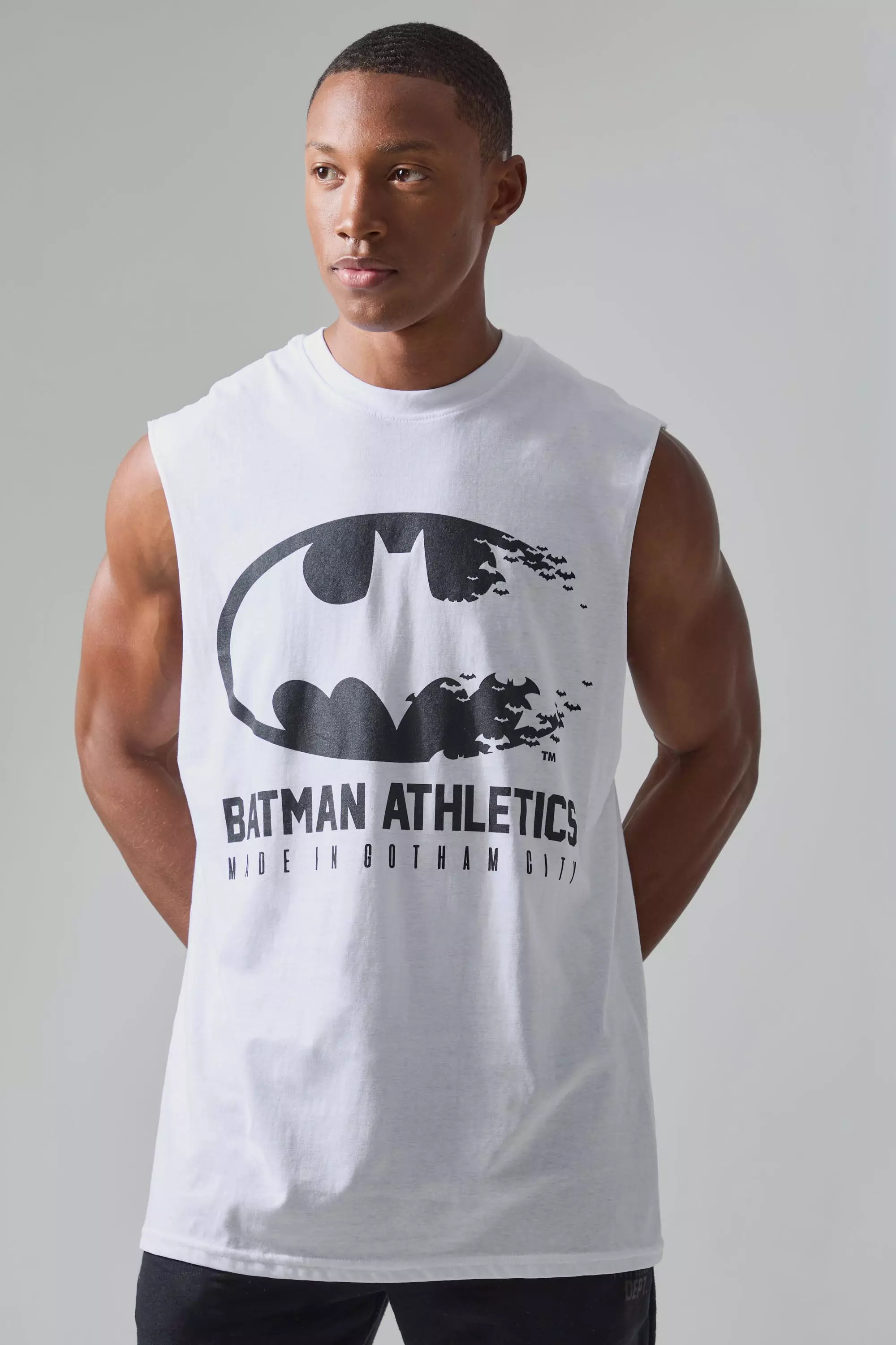 Active Batman Athletics License Reg Fit Tank White