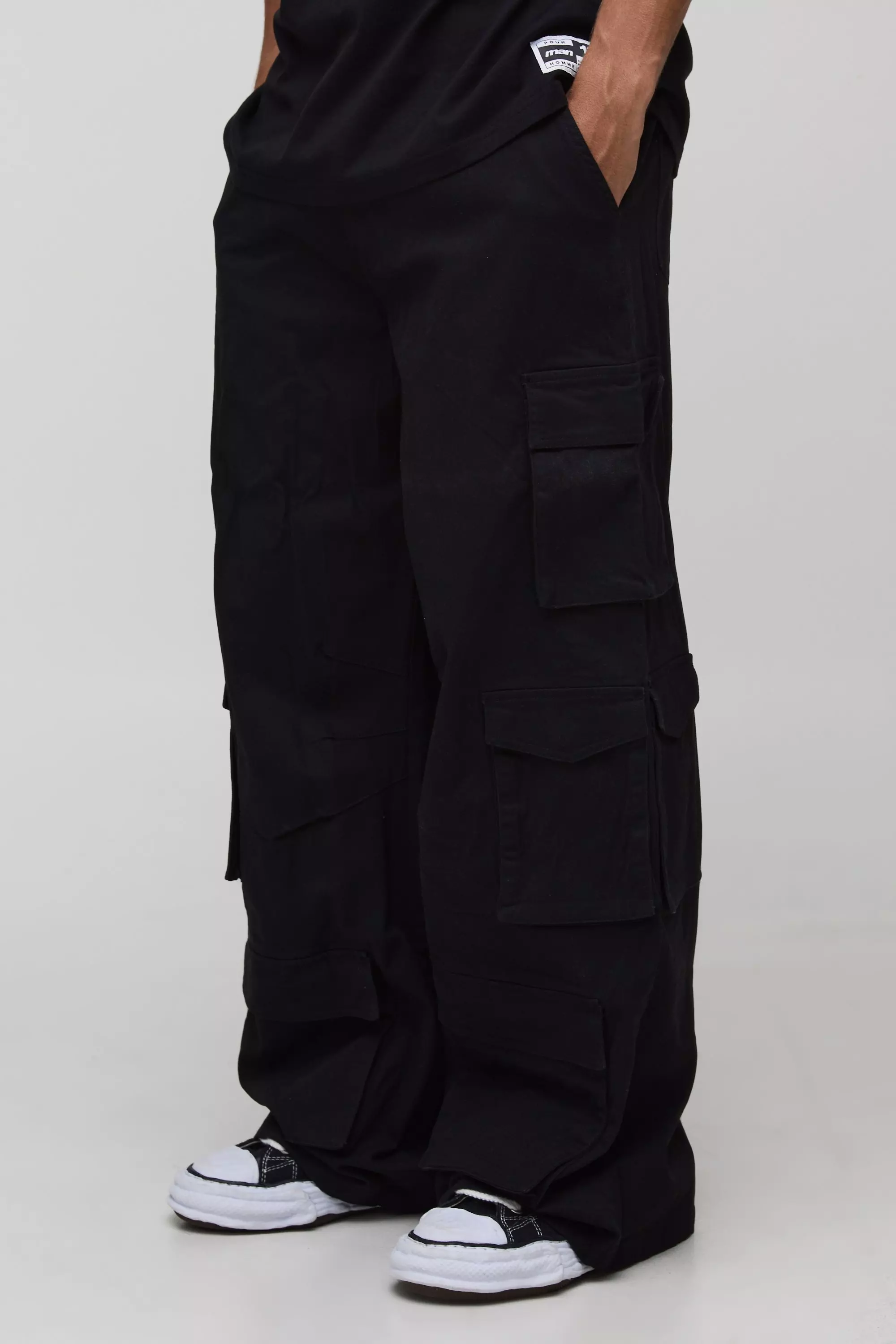 Tall Extreme Baggy Rigid Multi Cargo Pocket Trousers | boohooMAN USA
