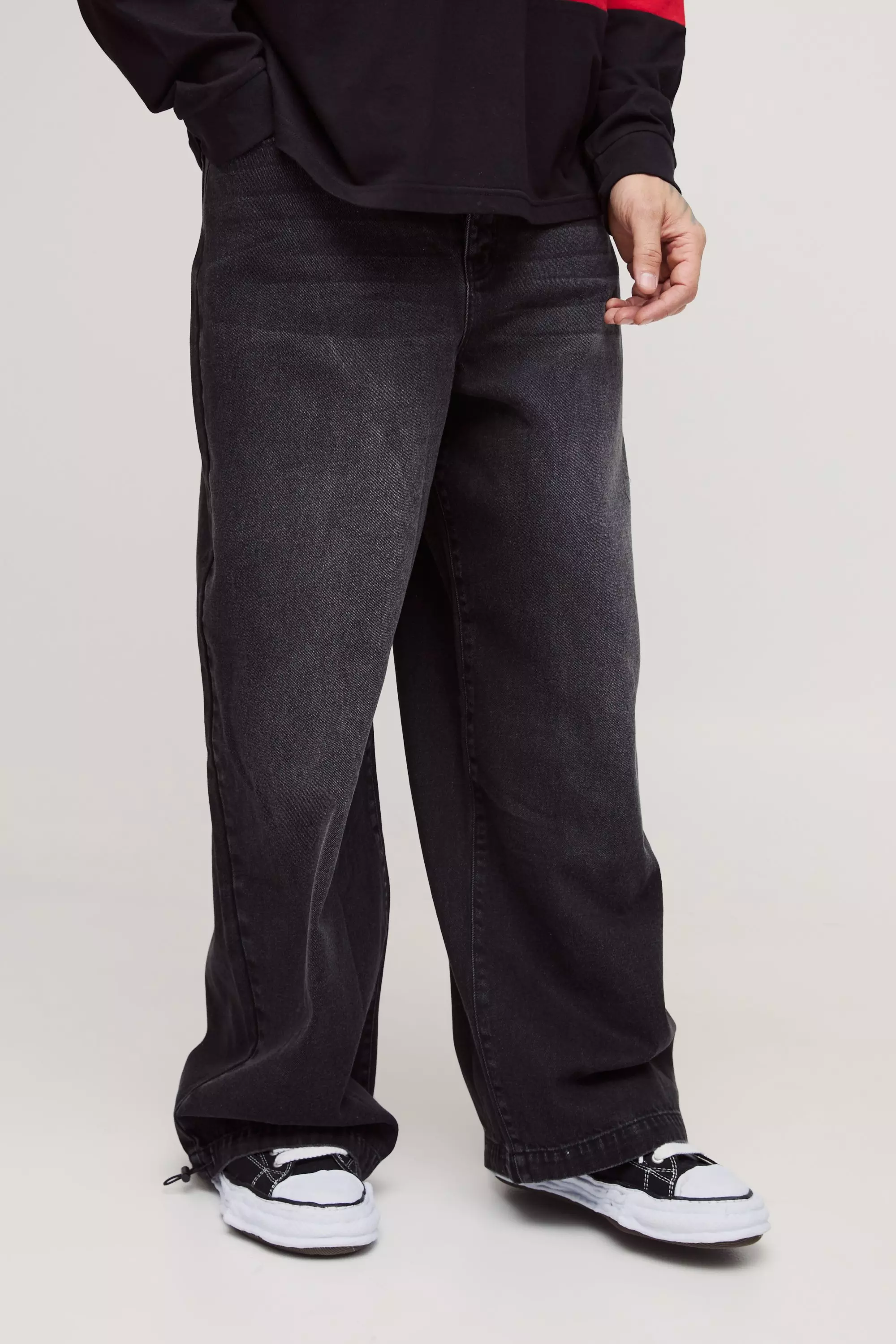 Jeans Parachute Tall In Denim, Washed black immagine alternativa