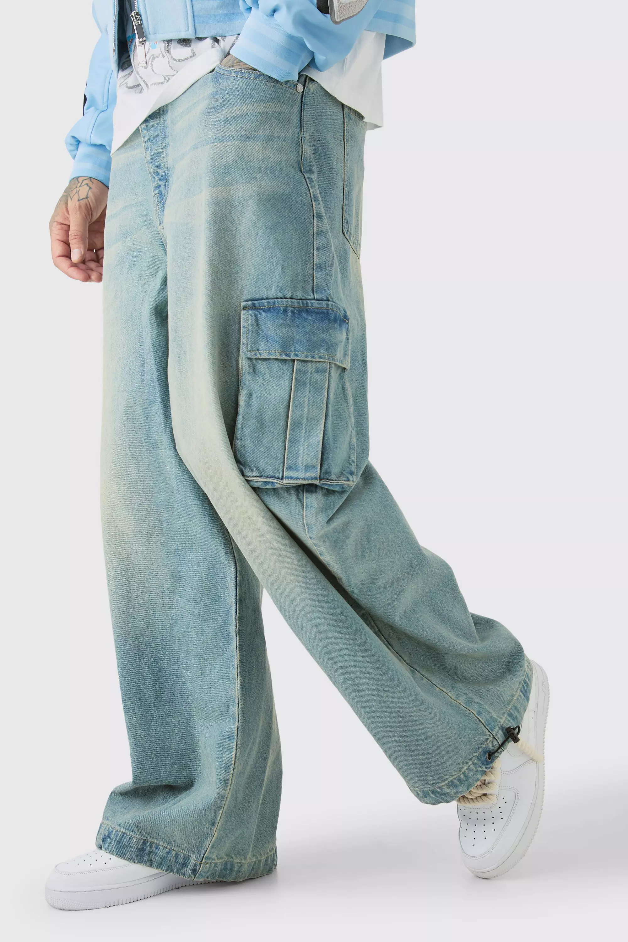 Blue Tall Denim Cargo Parachute Jean