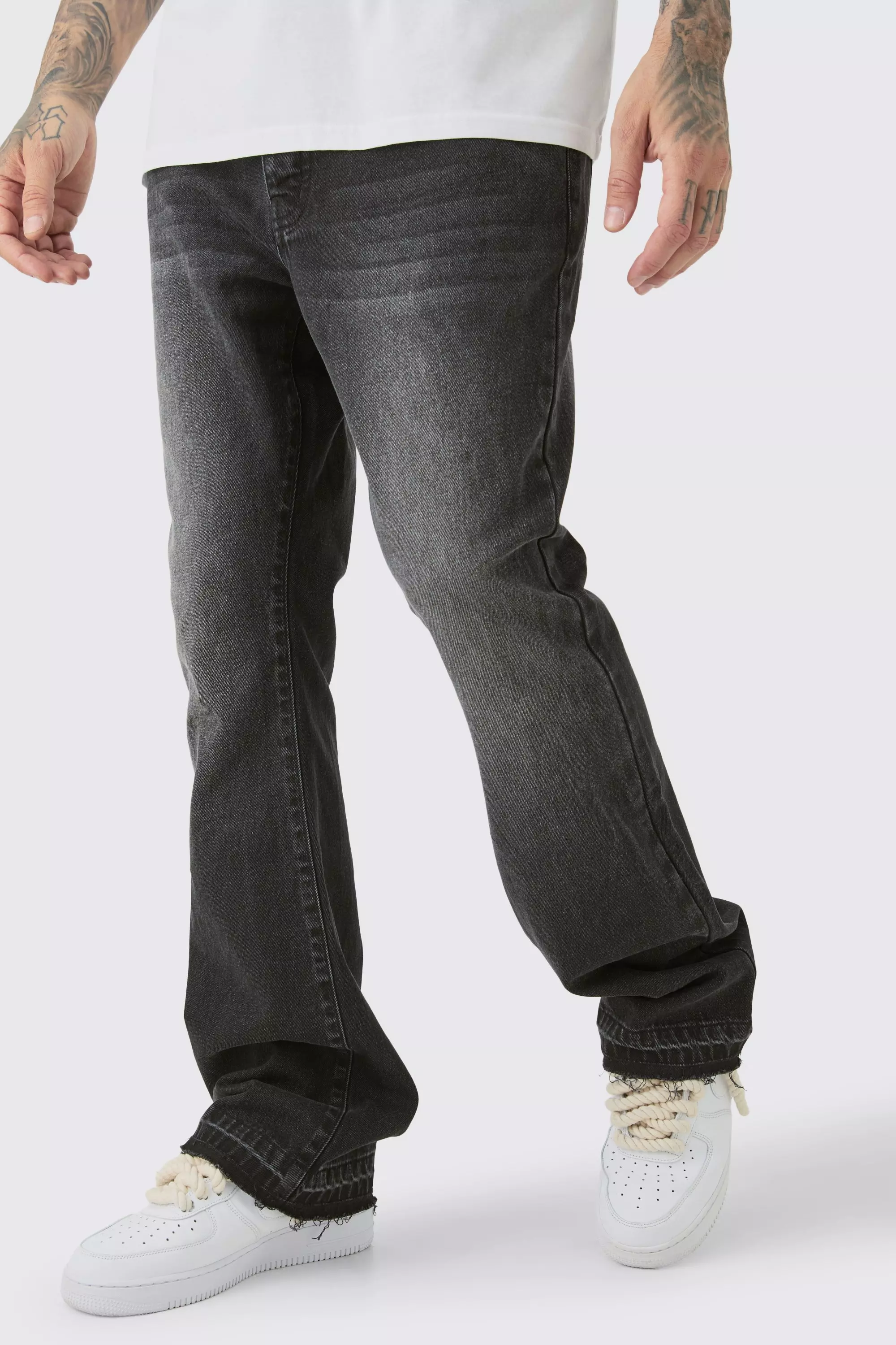 Tall Rigid Flare Jean Washed black