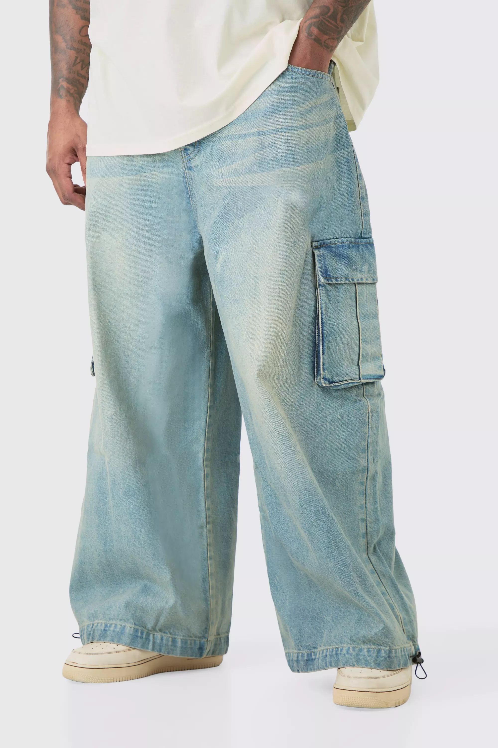 Blue Plus Denim Cargo Parachute Jean