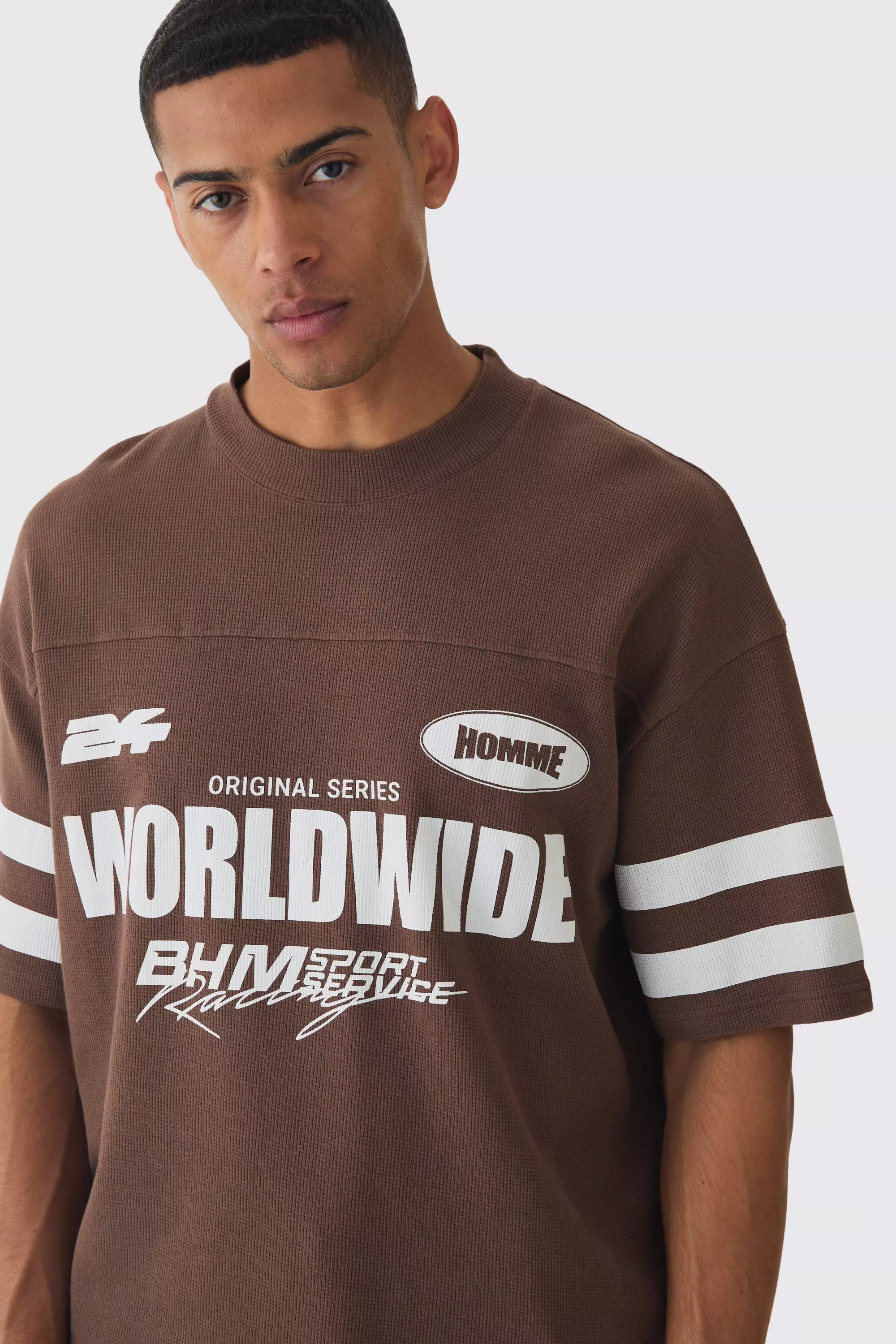 Oversized Boxy Worldwide Waffle T-shirt | boohooMAN USA