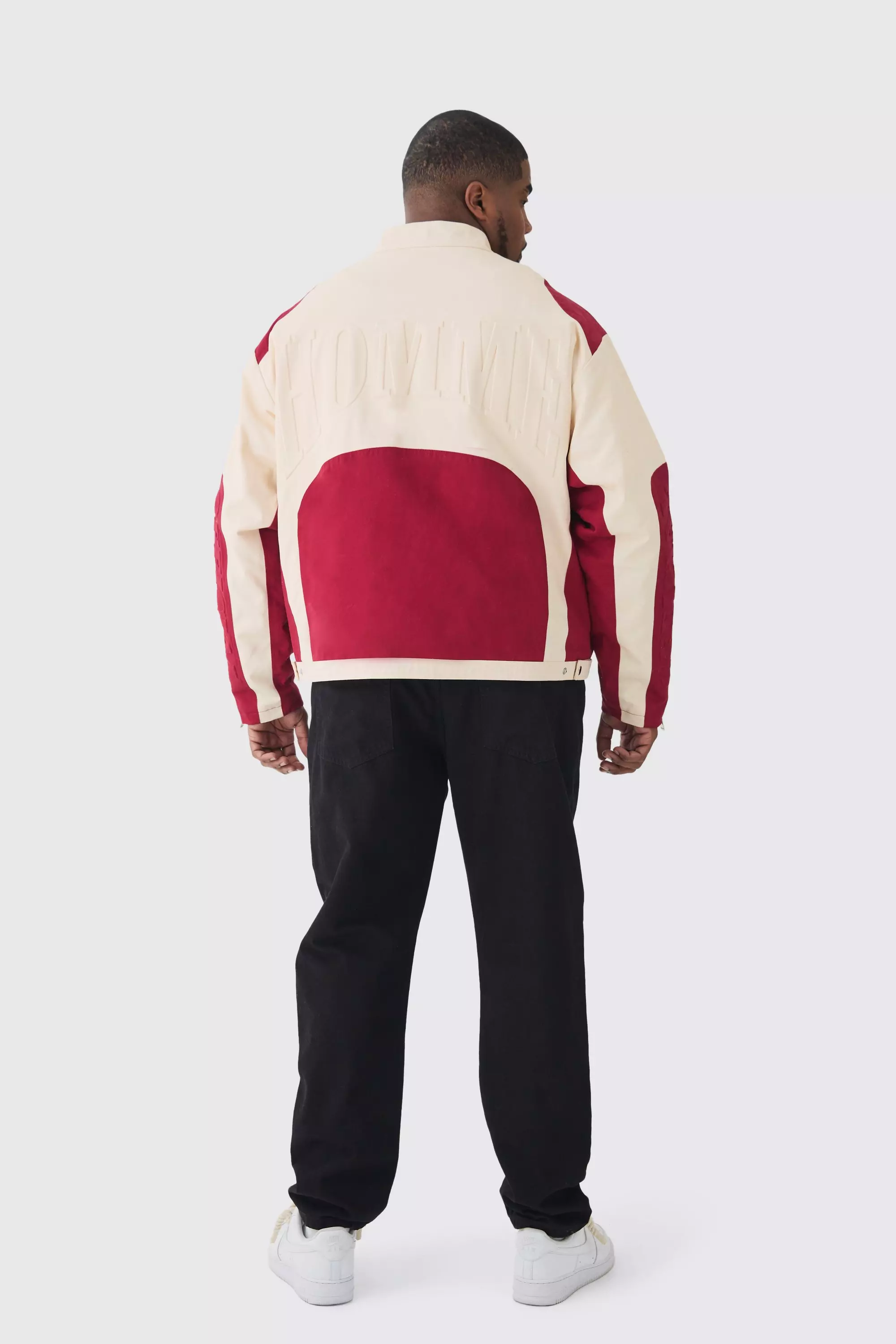 Plus Oversized Twill Homme Moto Jacket In Red alternative image