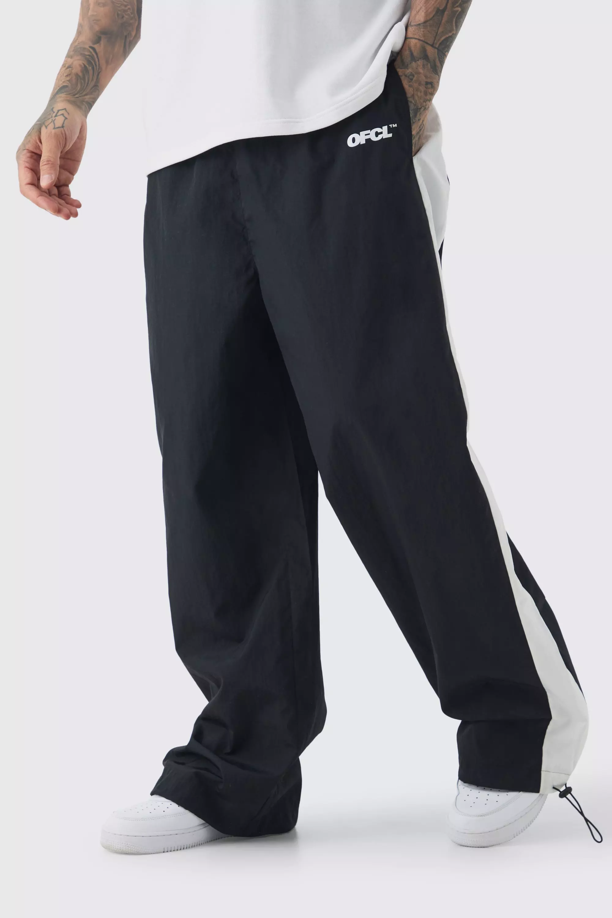 Tall Side Panel Track Pants in Black Black