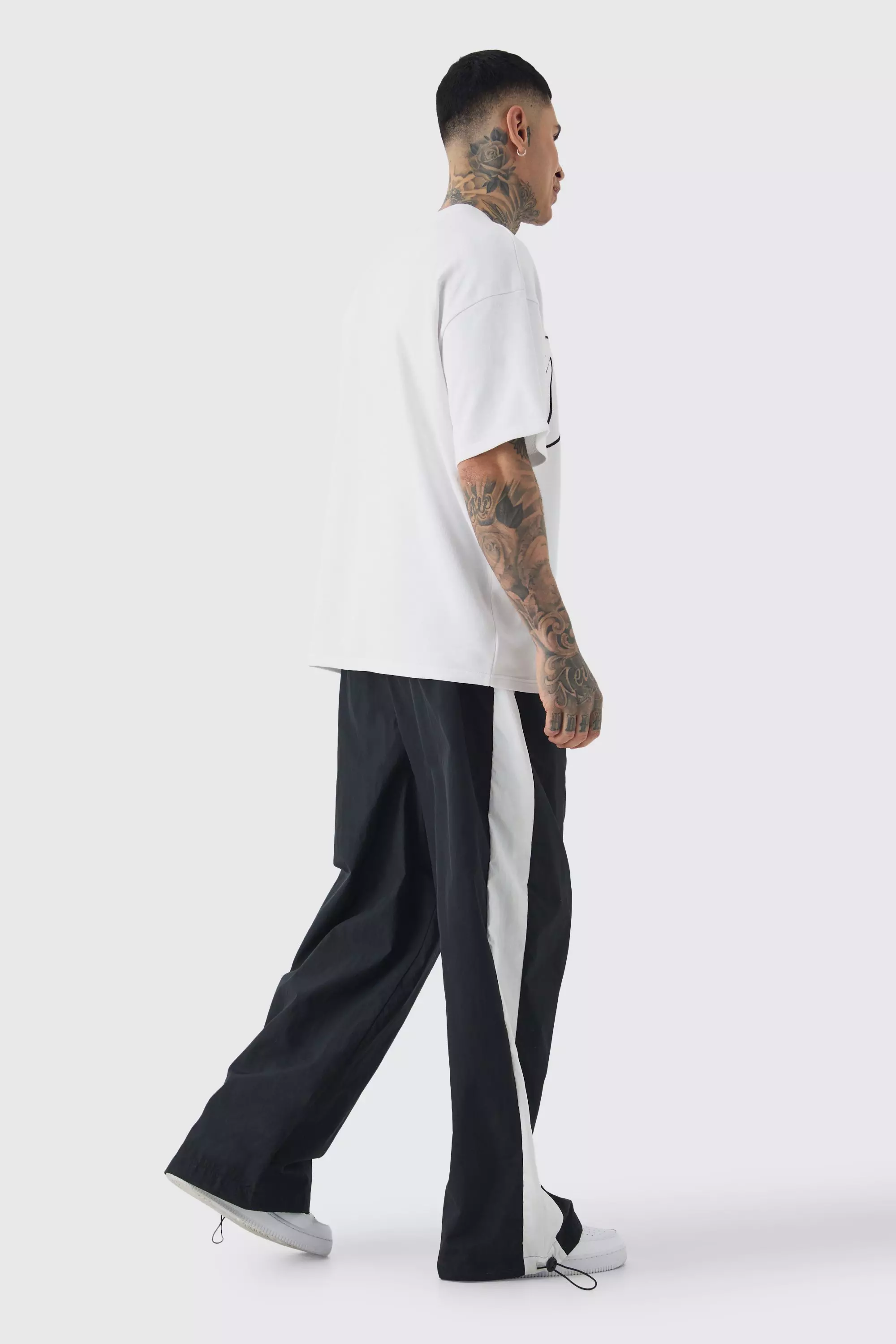 Tall Side Panel Track Pants in Black | boohooMAN USA