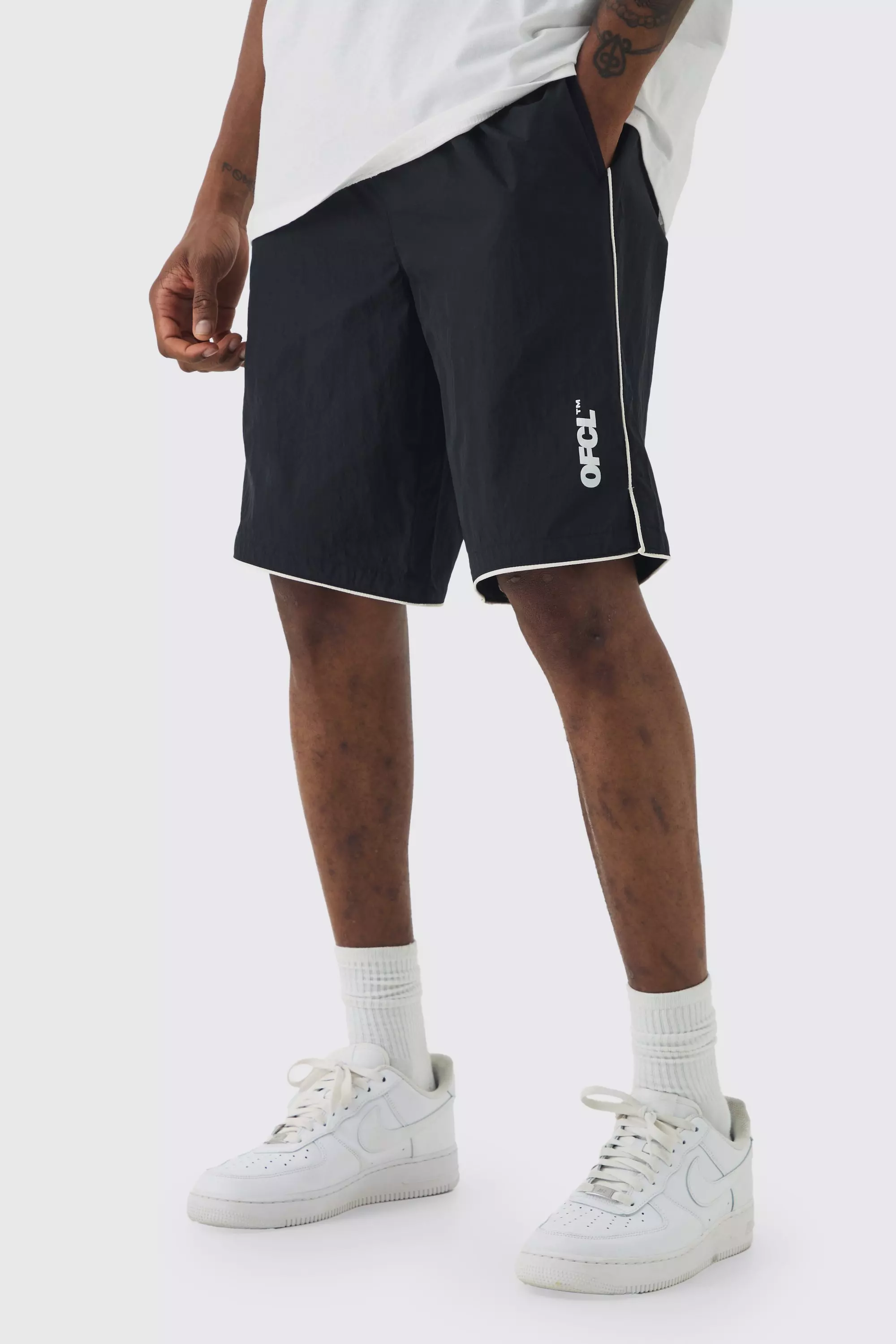 Tall Piping Detail Shorts Black