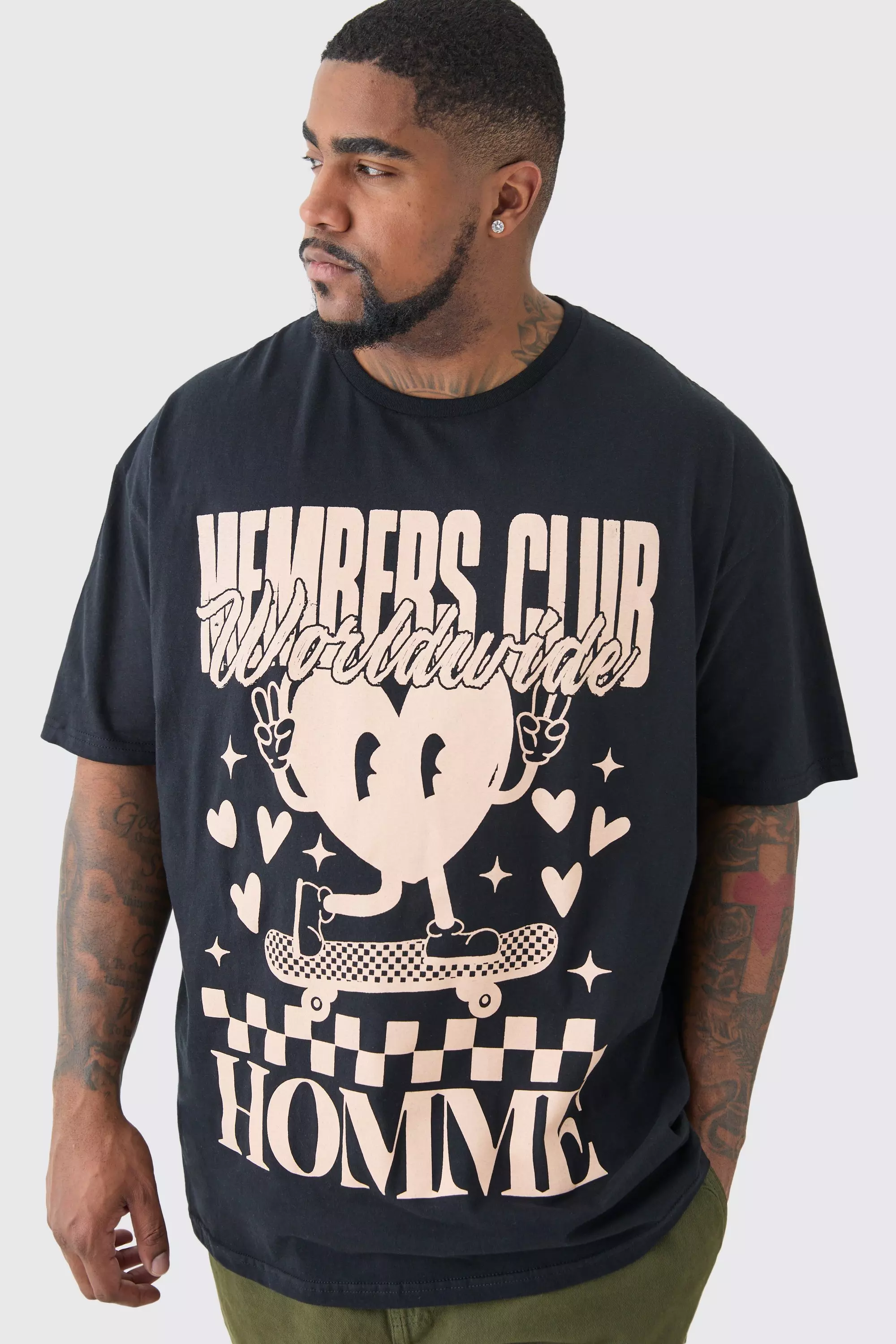 Plus Members Club Worldwide T-shirt In Black Black