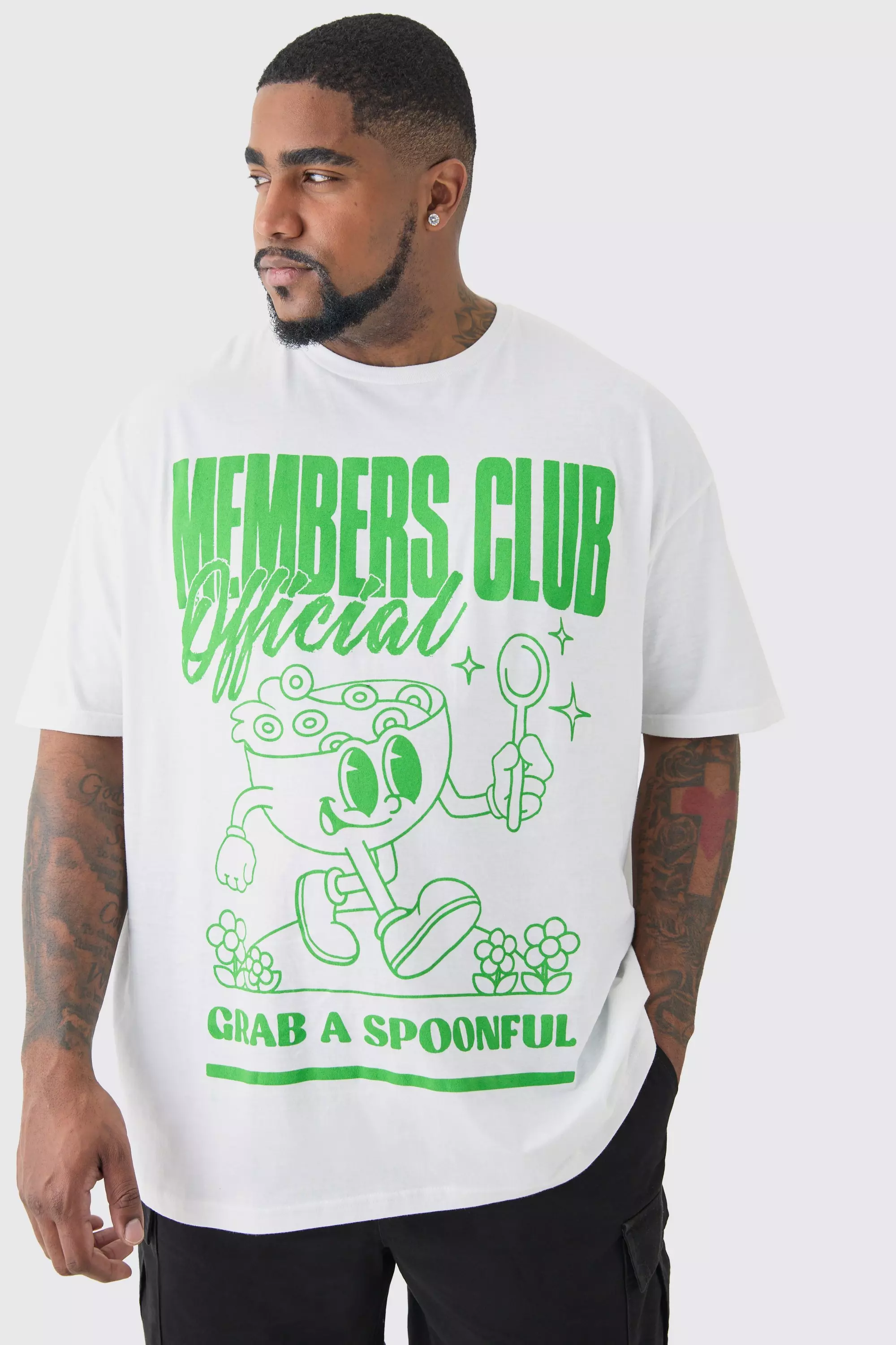 Plus Members Club 'Spoonful' Worldwide T-shirt In White White