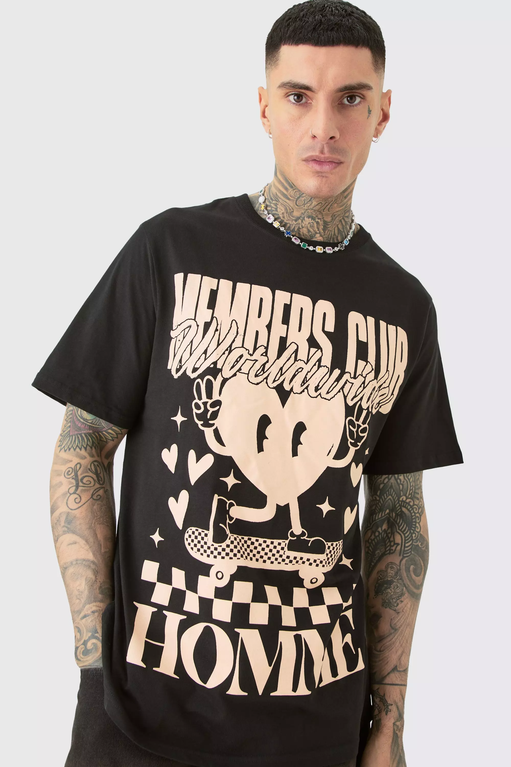 Tall Members Club Worldwide T-shirt In Black Black