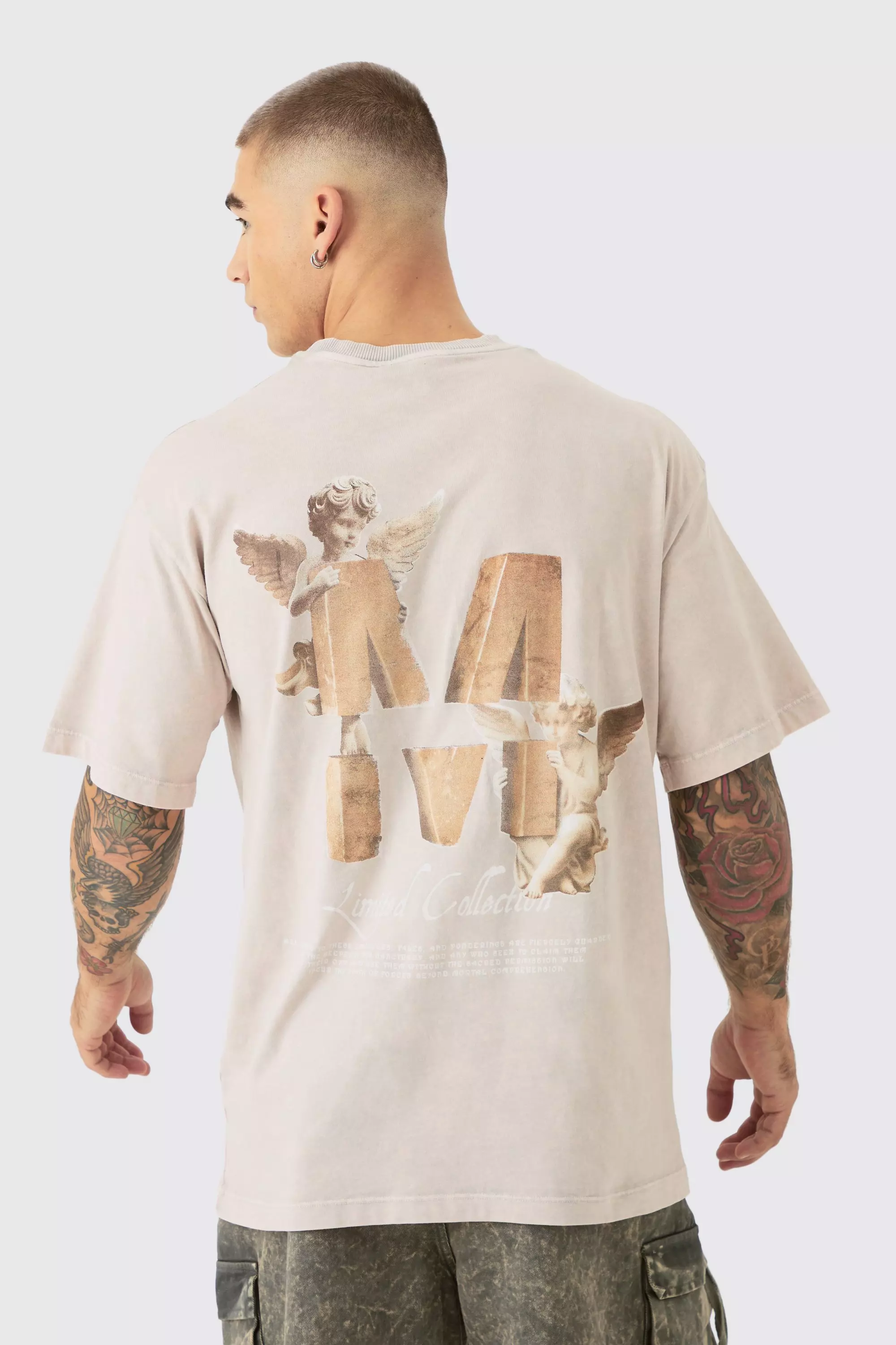 T-Shirt mit Acid-Waschung und M-Print, Stone alternatives Bild