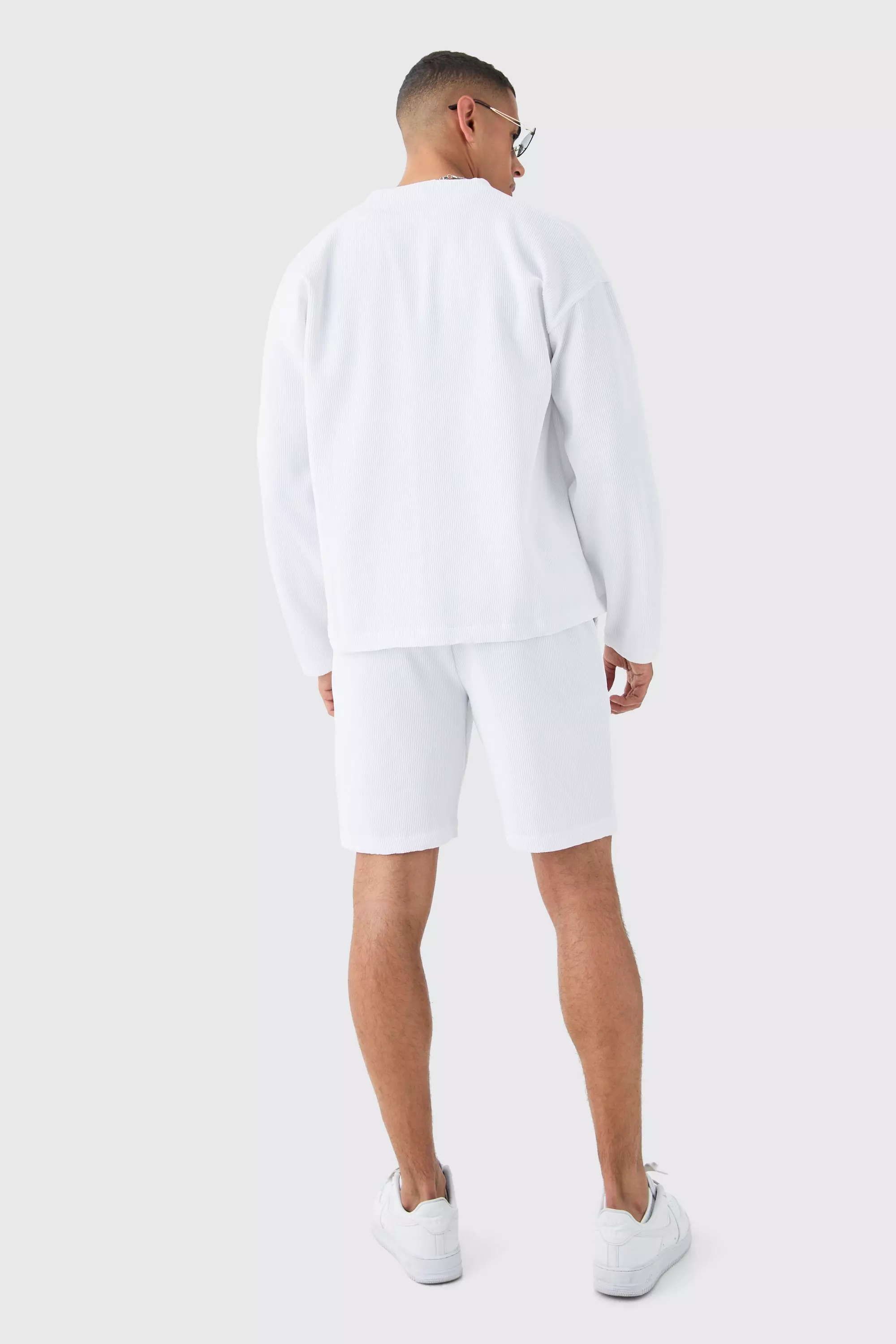 Chemise large plissée à manches longues, White autre image