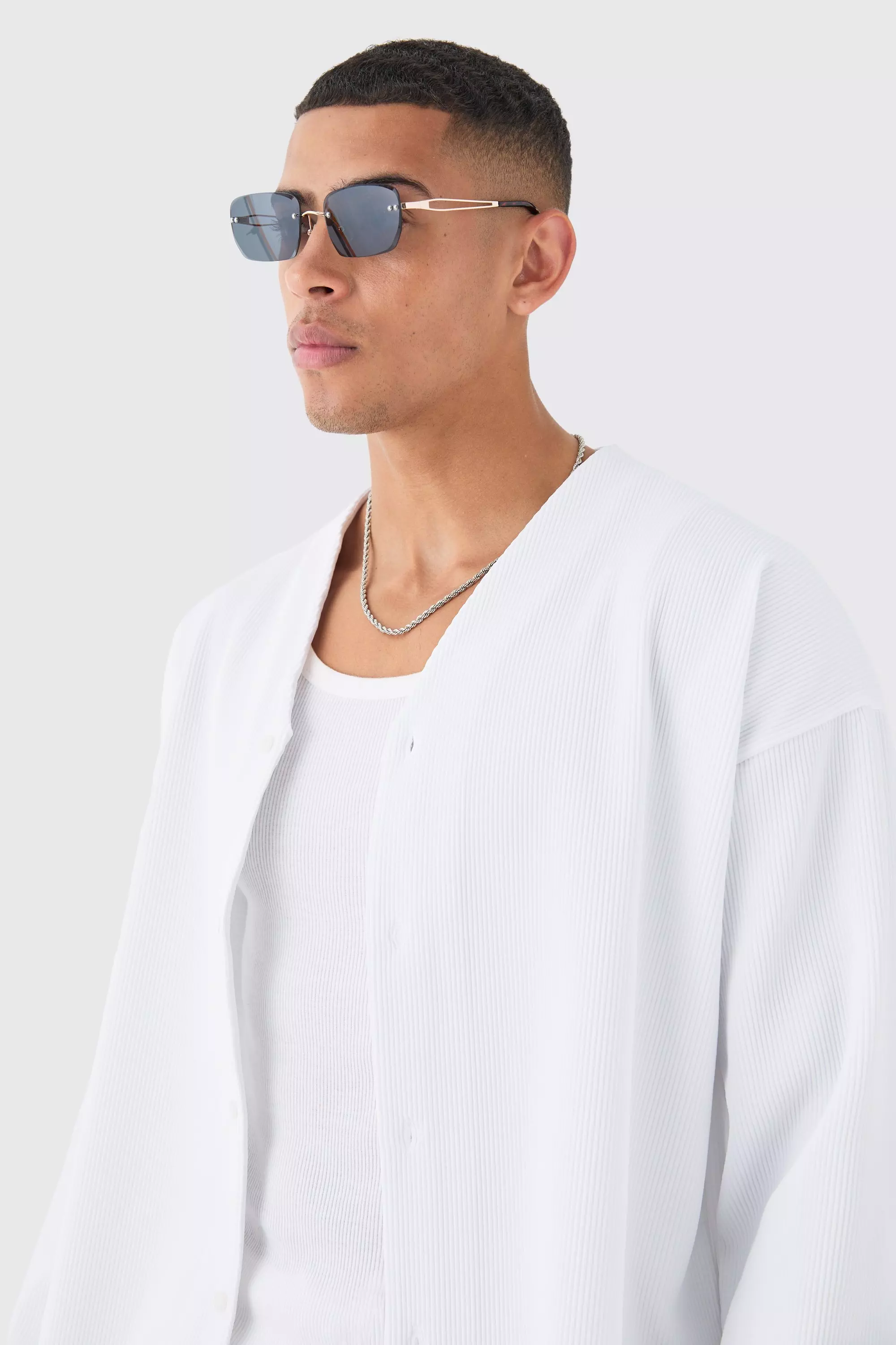 Chemise large plissée à manches longues, White autre image