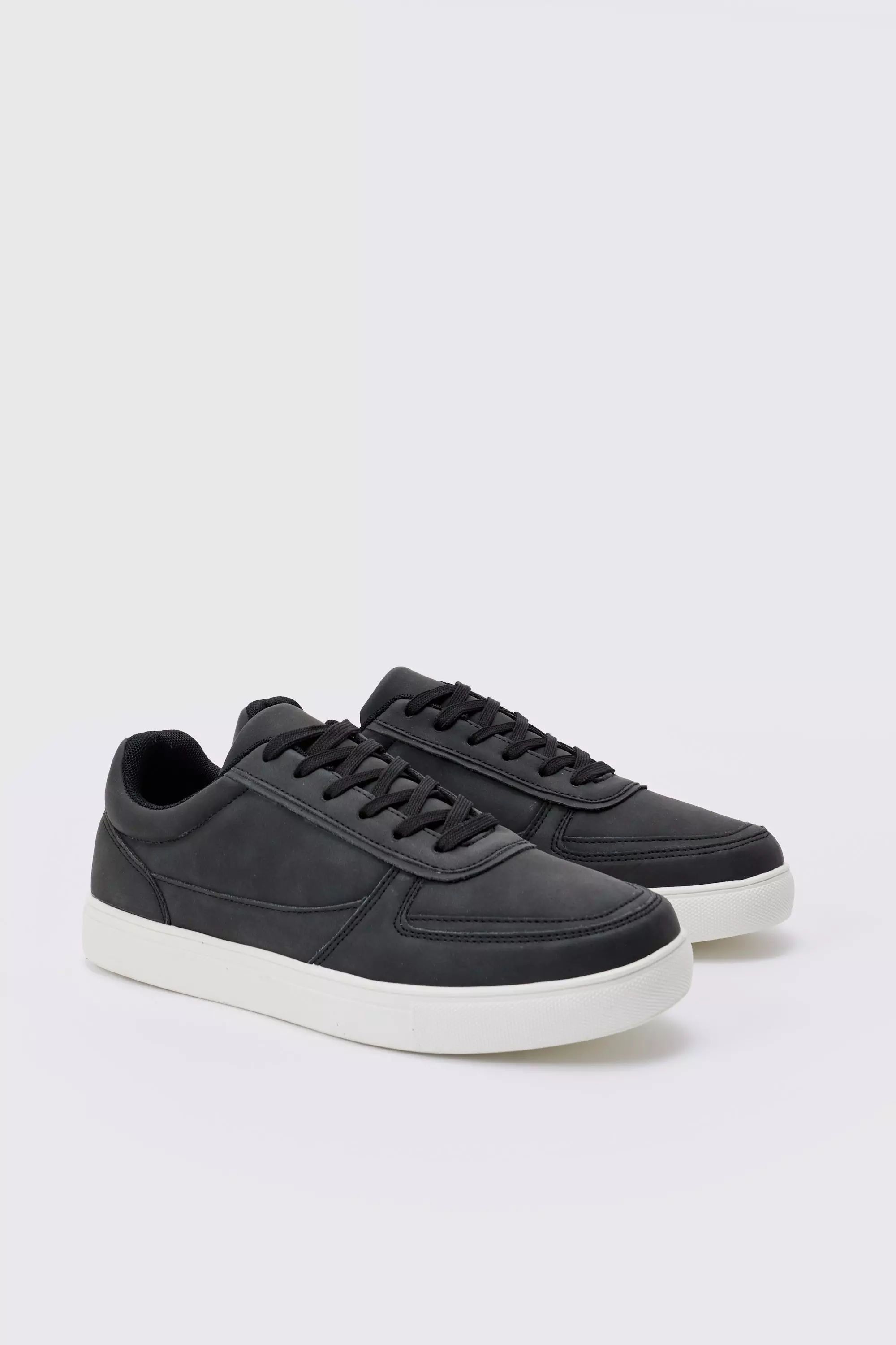 Smart Chunky Sole Trainers In Black boohooMAN USA