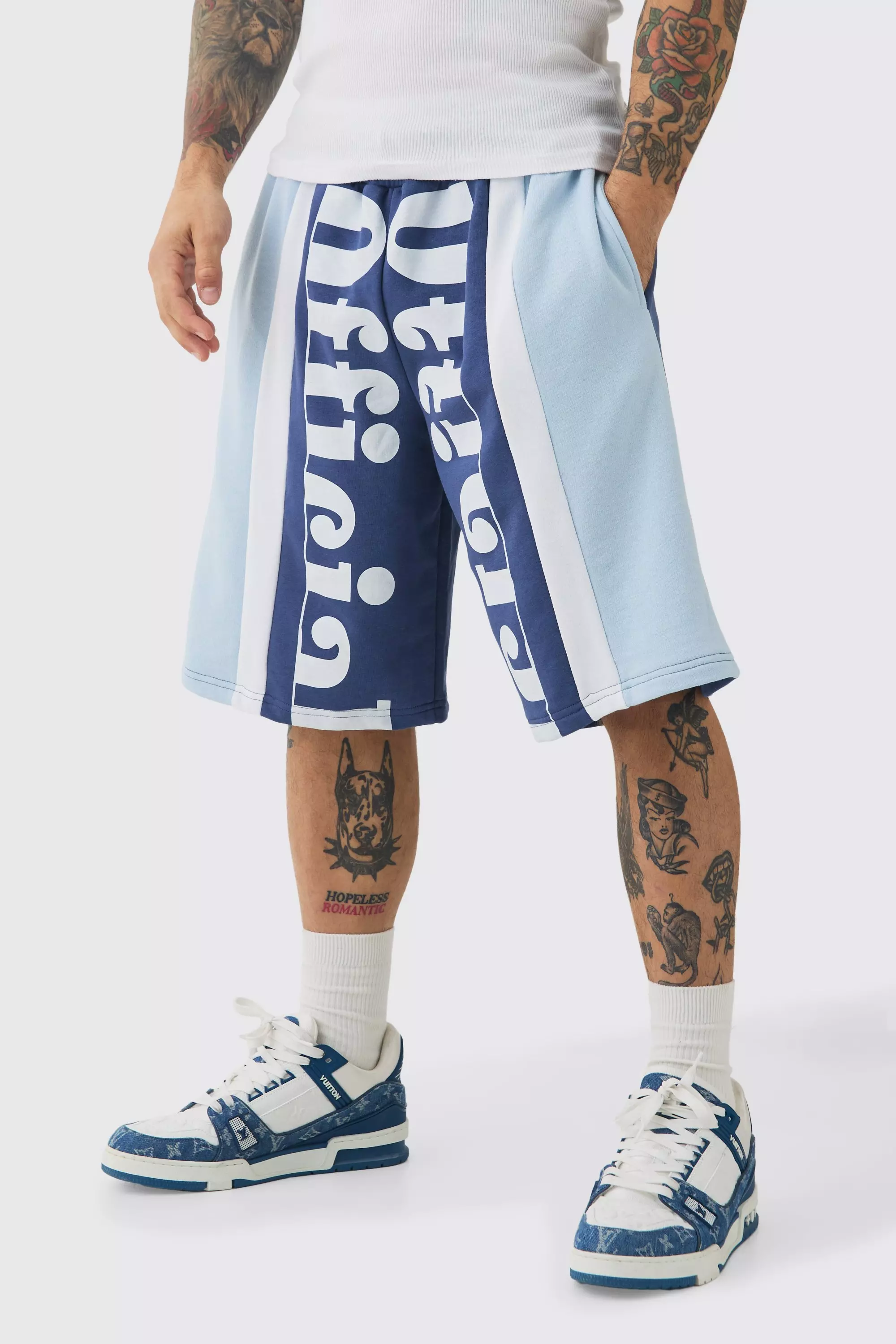 Blue Oversized Long Length Official Loopback Shorts