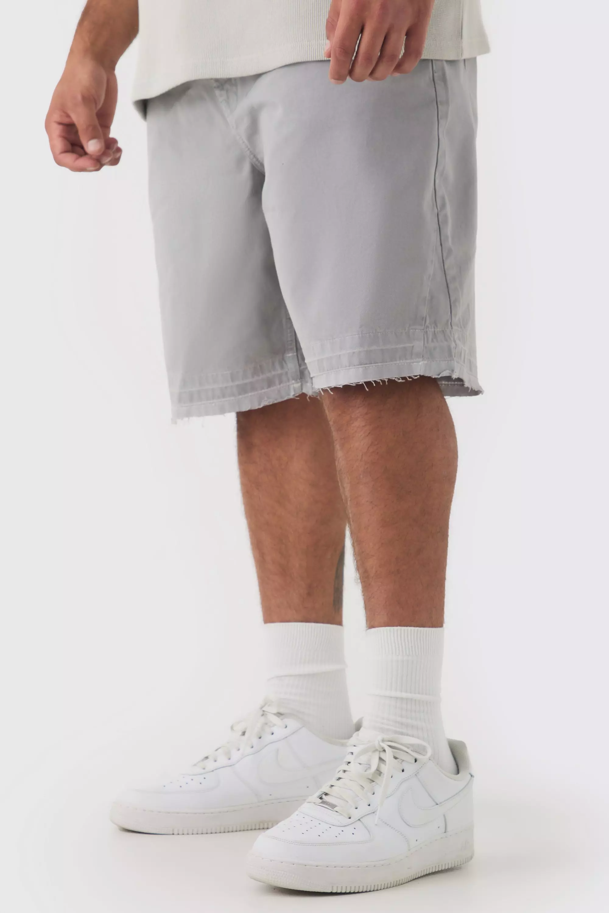 Grey Plus Fixed Waist Raw Hem Relaxed Gusset Shorts alternative image