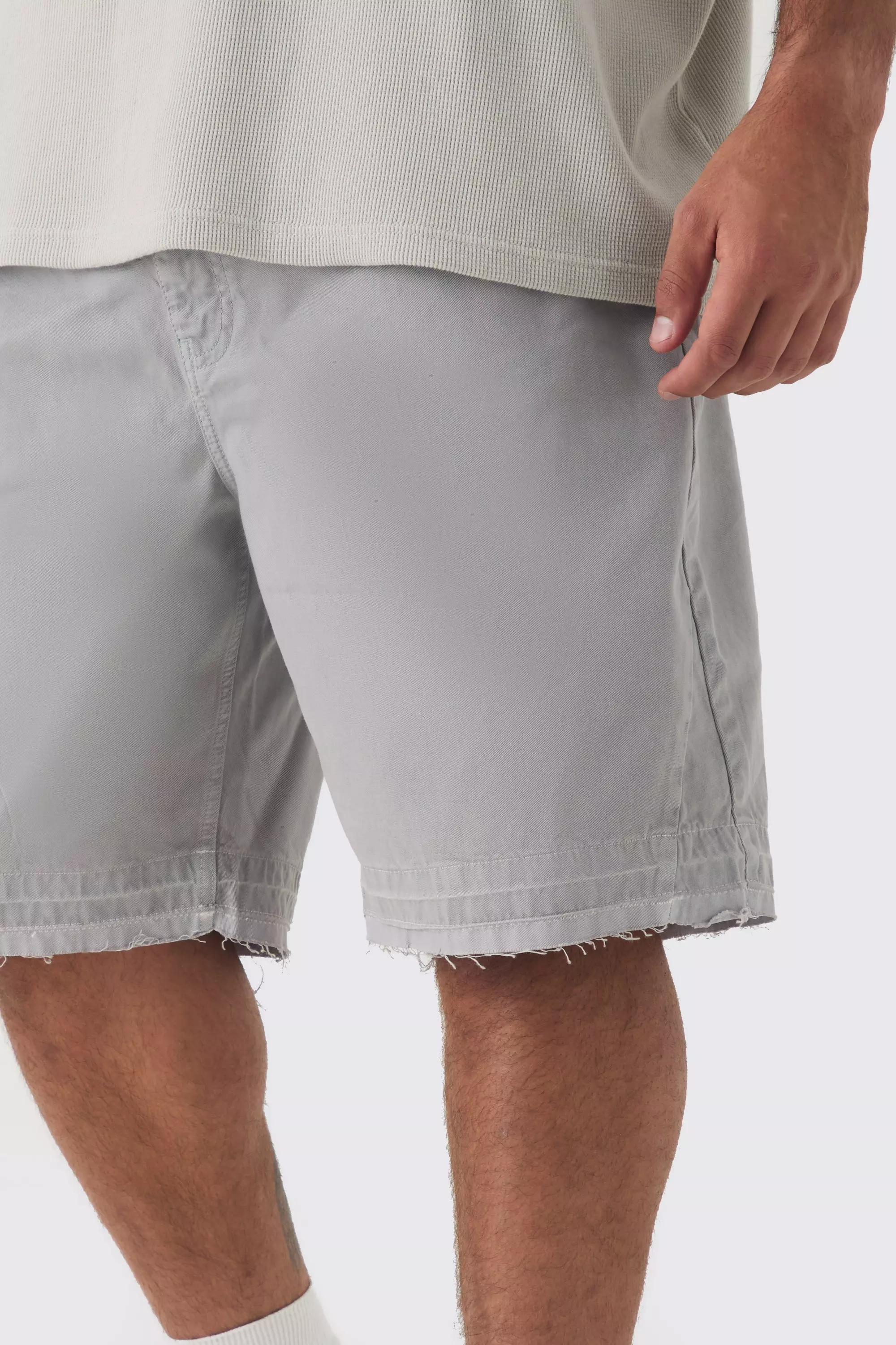 Grey Plus Fixed Waist Raw Hem Relaxed Gusset Shorts alternative image