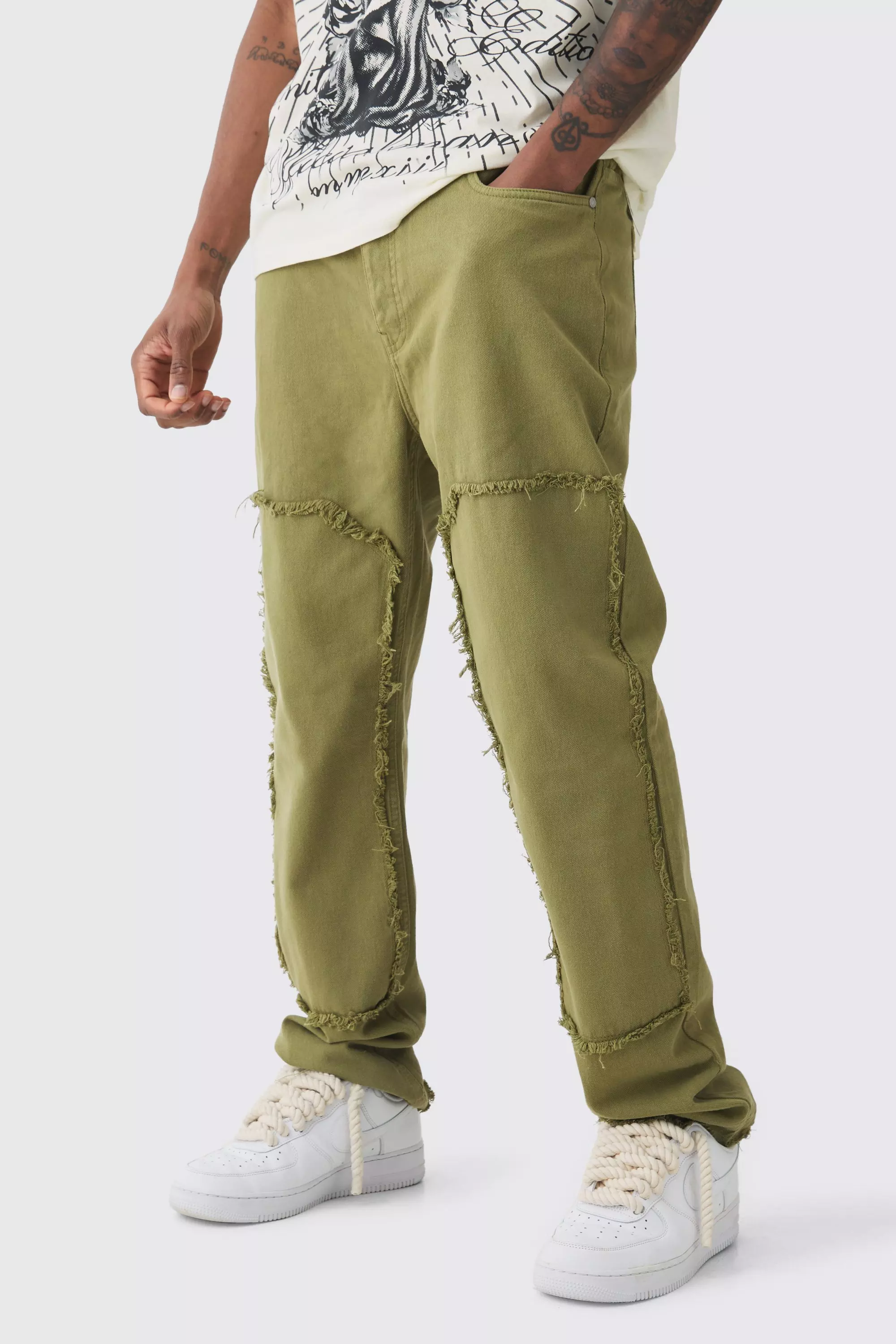 Tall Slim Leg Overdyed Carpenter Trouser In Khaki alternative image