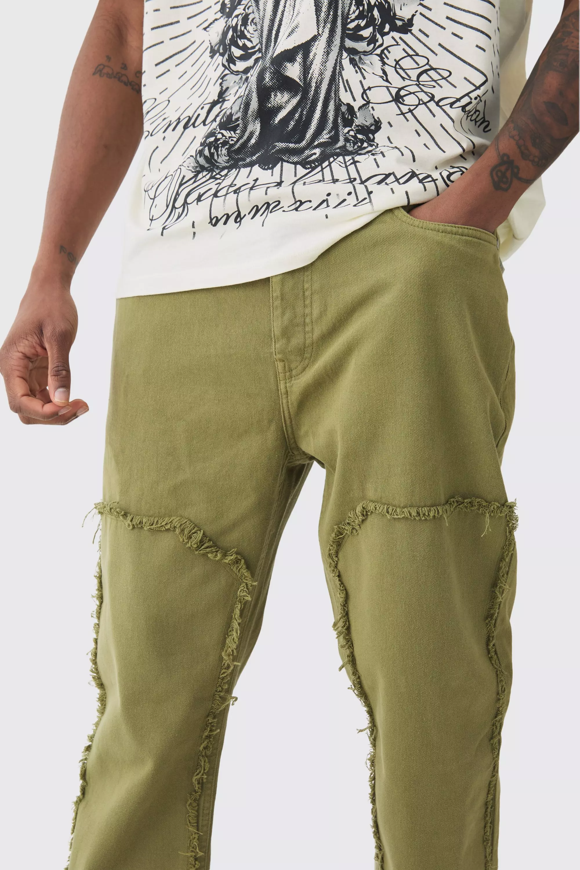 Tall Slim Leg Overdyed Carpenter Trouser In Khaki alternative image